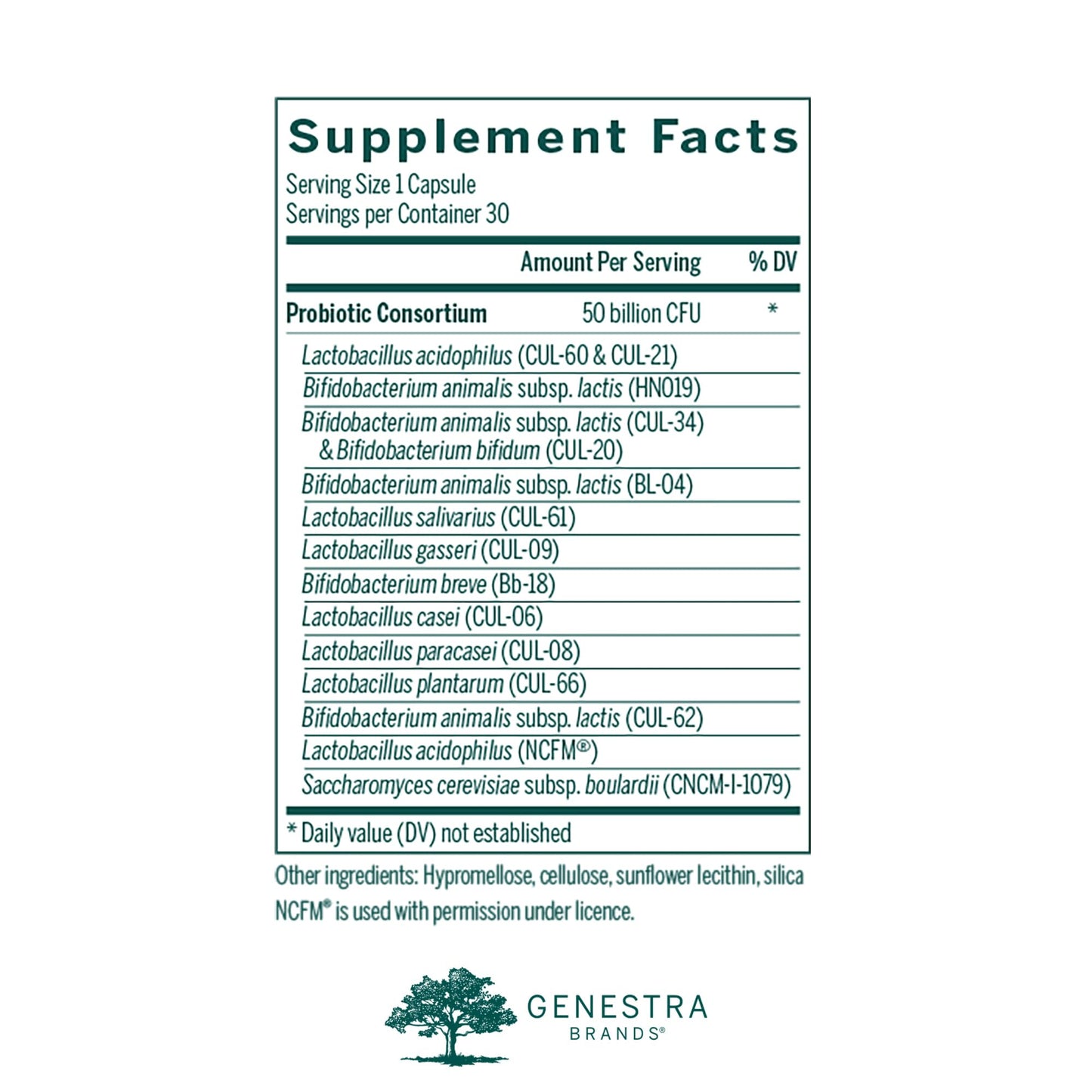 Genestra Brands HMF Multi Strain 50 Probiotic Supplement Capsule, 30 Capsules