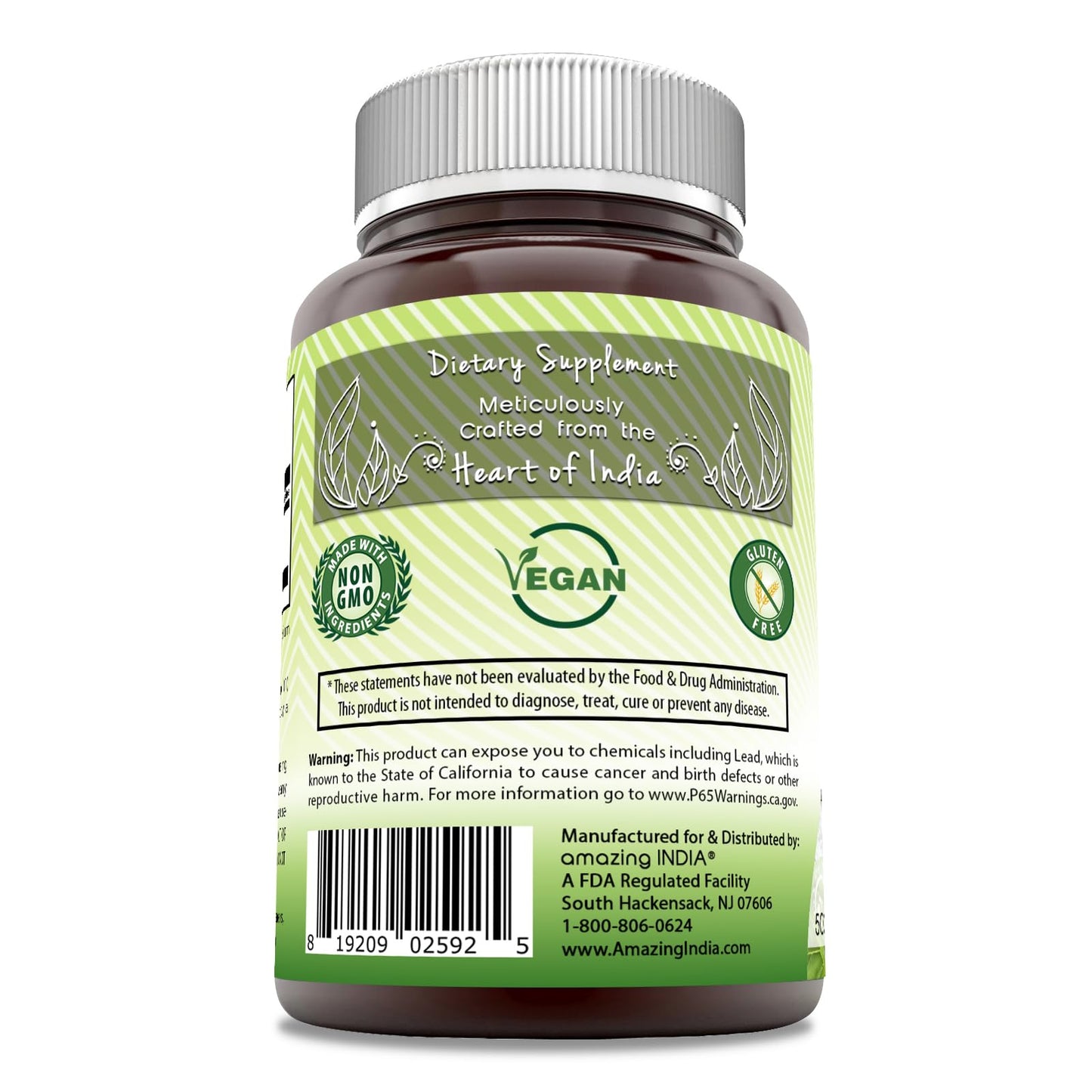 Amazing India Natural Shatavari 500 mg Veggie Capsules, 250 Capsules