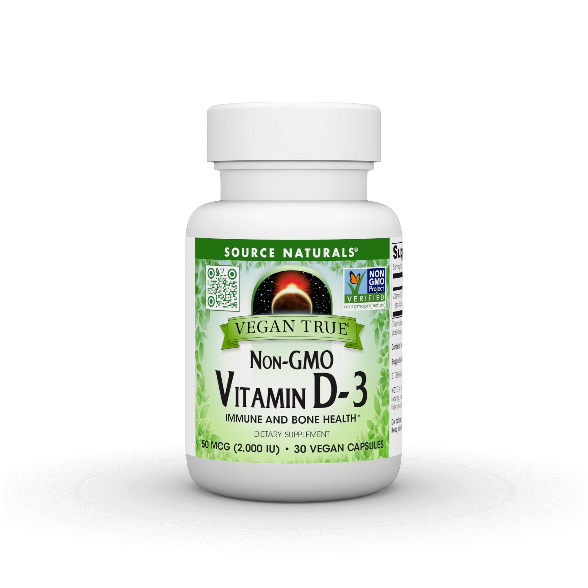 Source Naturals Vegan True, Non-GMO Vitamin D-3, 2000 IU Capsule, 30 Capsules