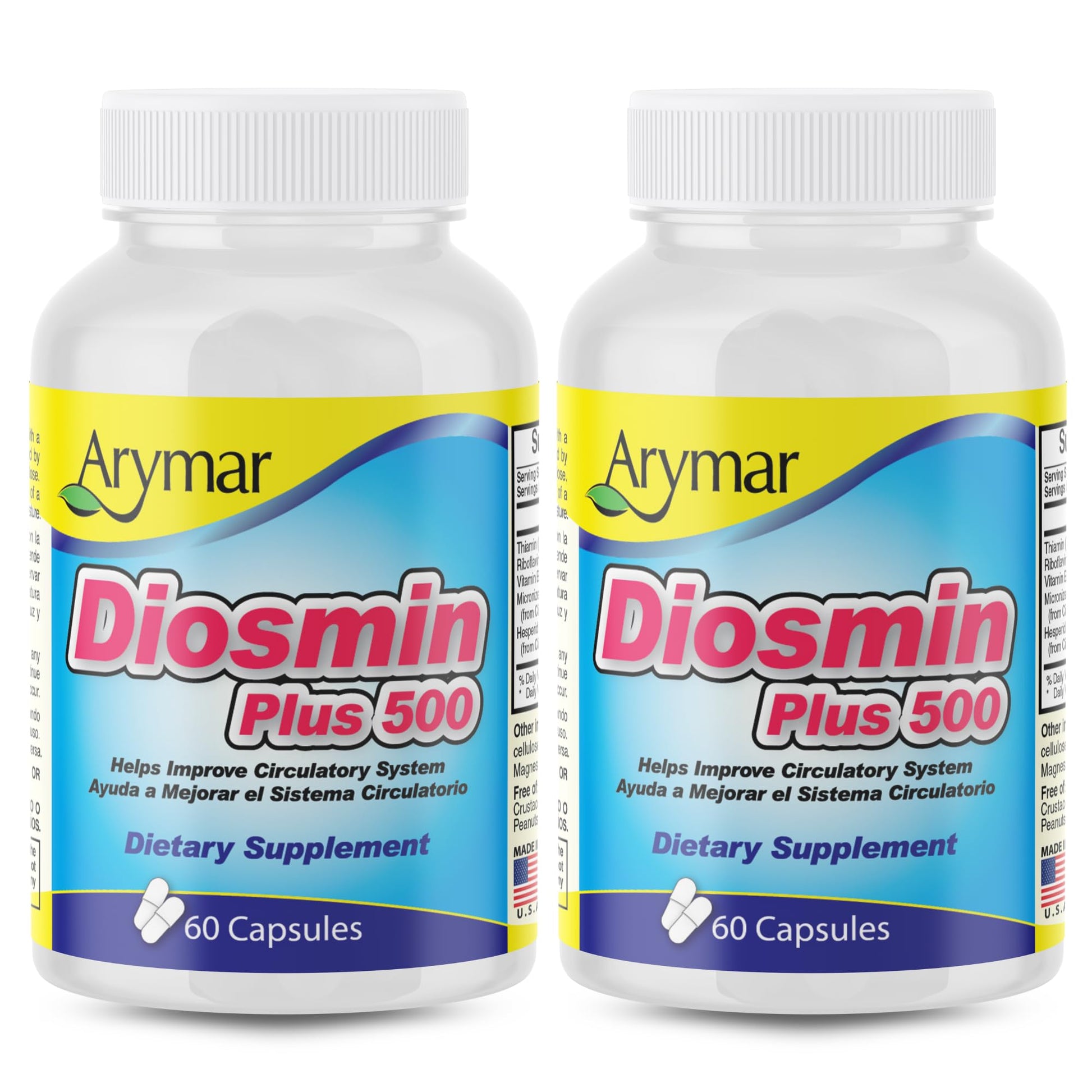 Arymar Diosmin Plus 500 with Hesperidin & B Vitamins Capsules, 120 Count
