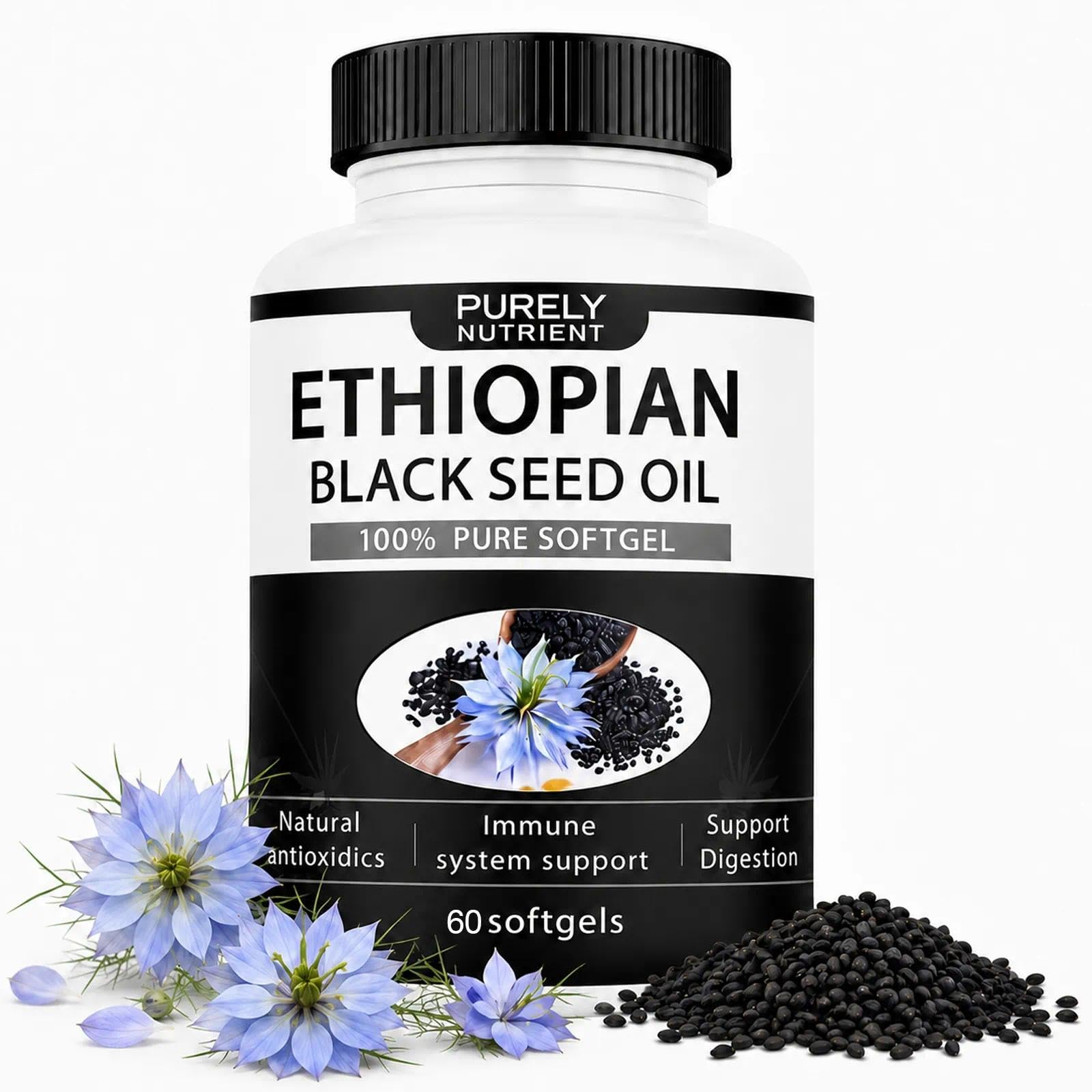 DoggySupps Purely Nutrient Ethiopian Black Seed Oil Capsules, 60 Count