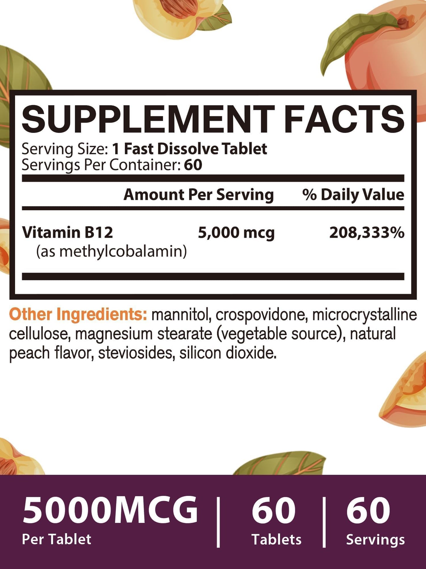 Vitacook Vitamin B12 Sublingual Methylcobalamin 5000mcg, 60 Tablets