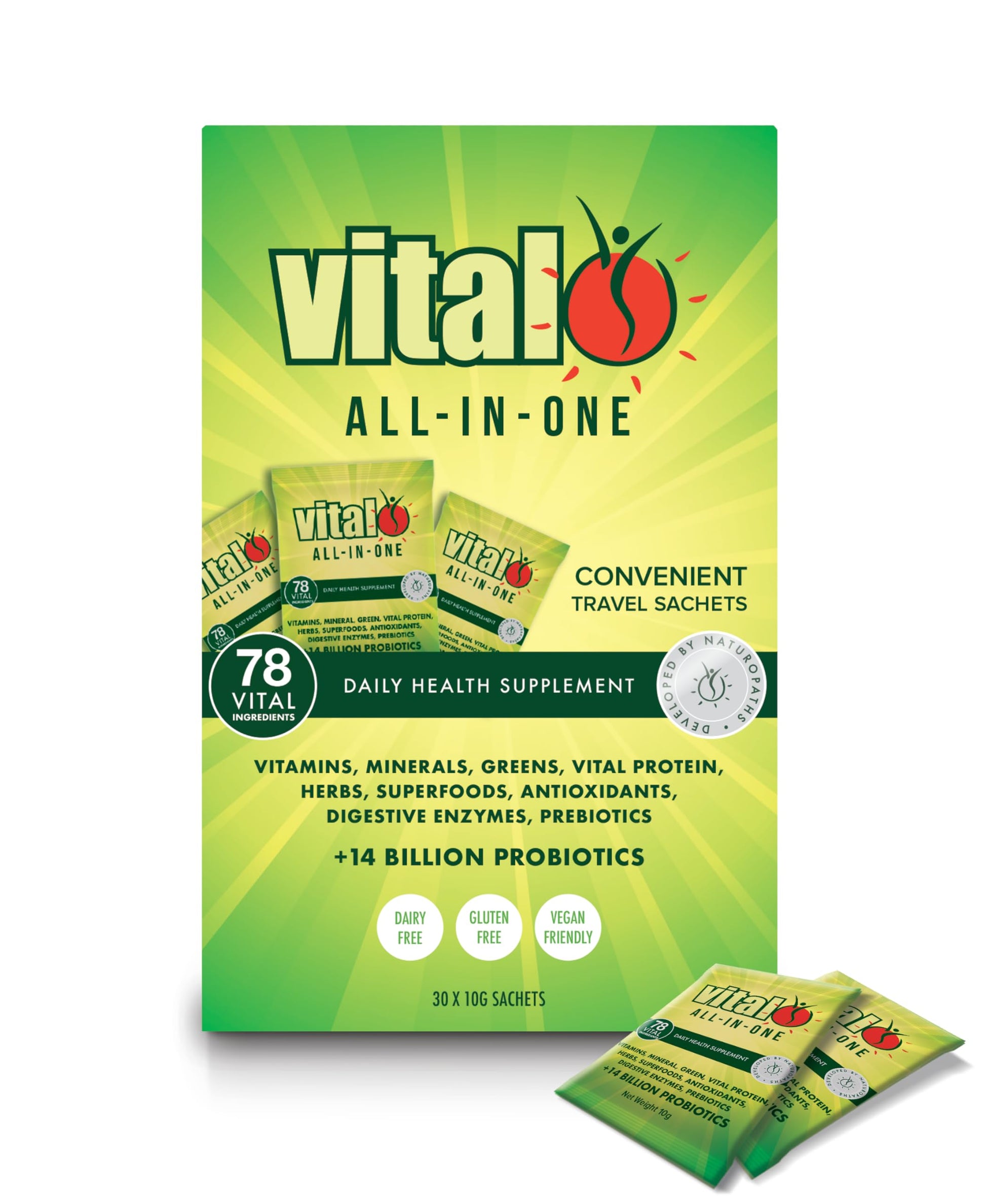 Vital All-in-One Daily Health Supplement Powder 1 Pack, 30 x 10 gm Sachets