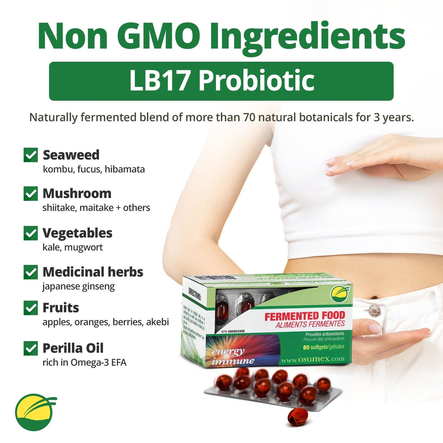 Osumex Gut Support Live Probiotics for Women and Men Capsules 60 Count