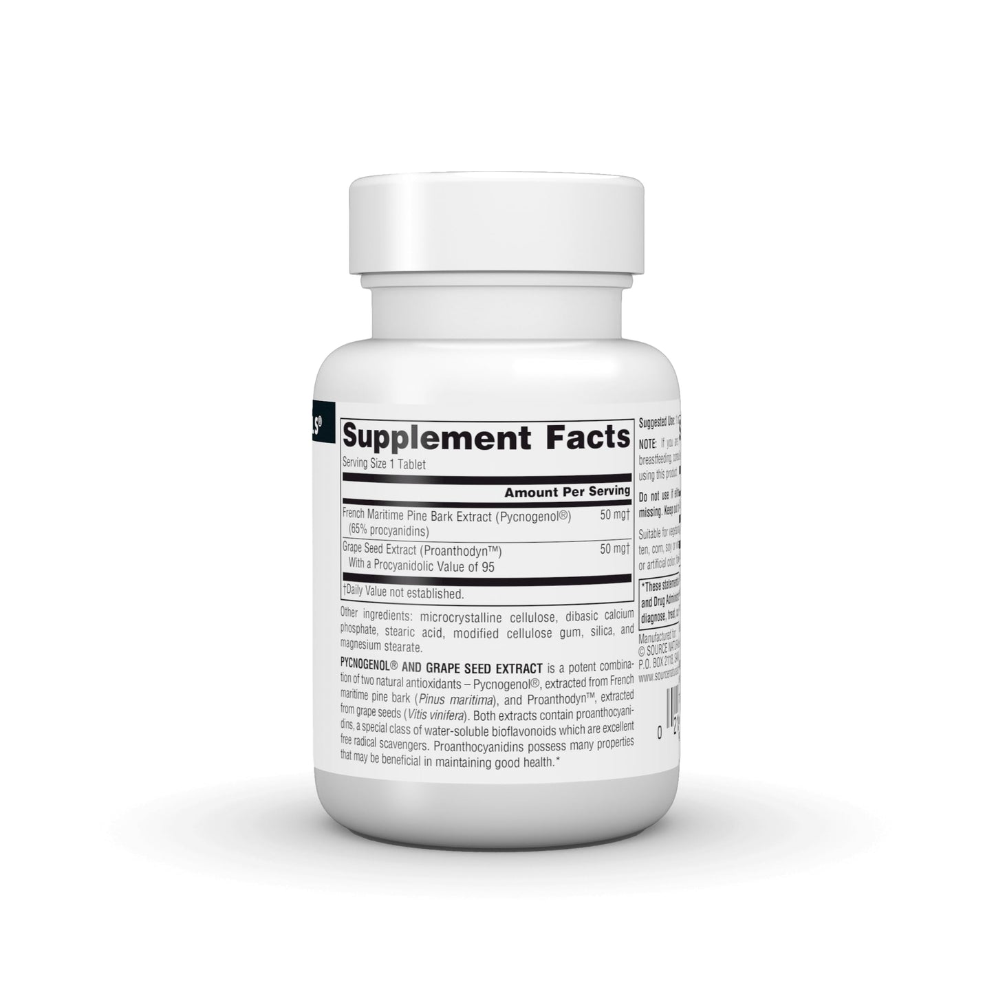 Source Naturals Pycnogenol & Grape Seed Extract 100 mg Dietary Supplement Tablet 30 Tablets