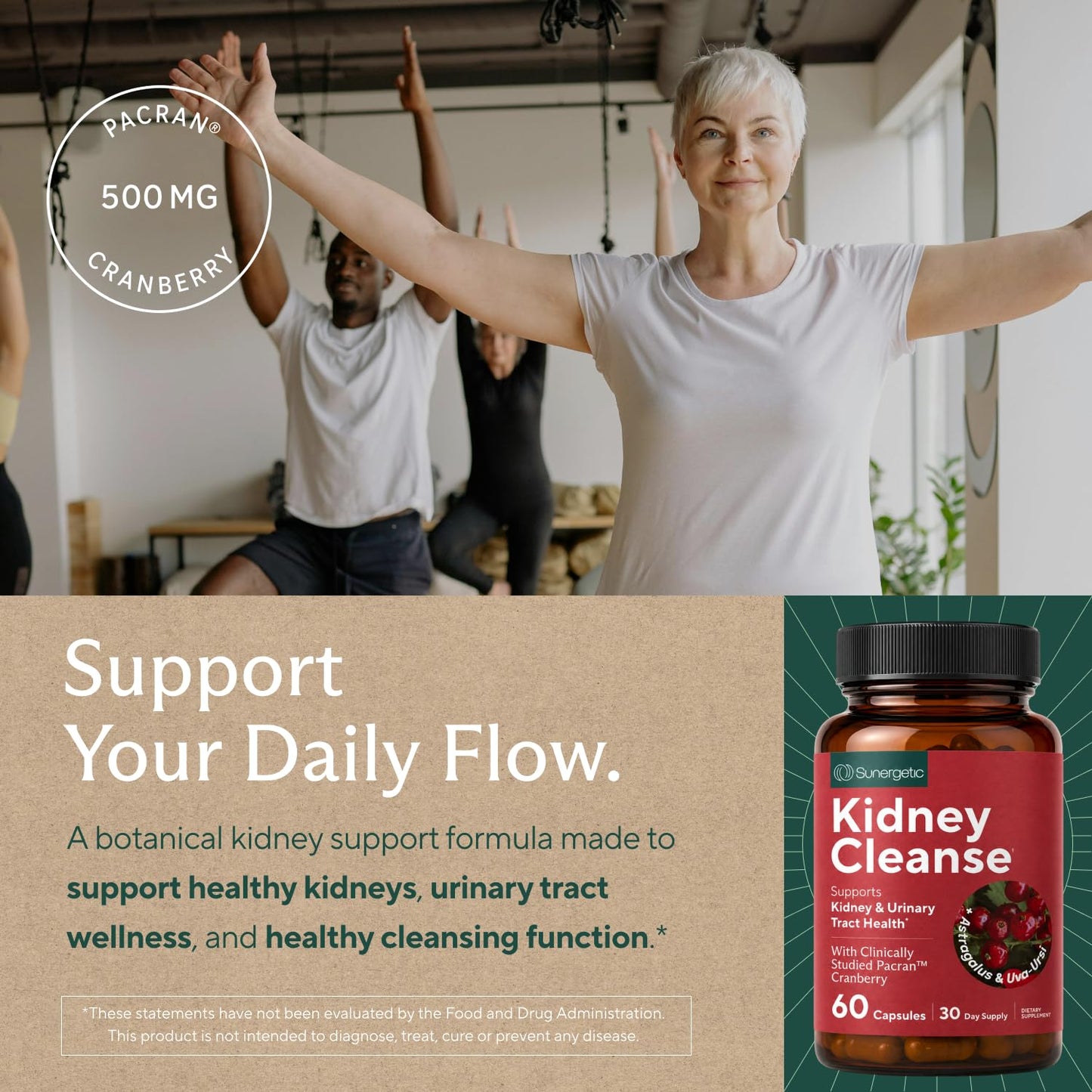 Sunergetic Kidney Cleanse & Detox Support with Cranberry 60 Vegetarian Capsules