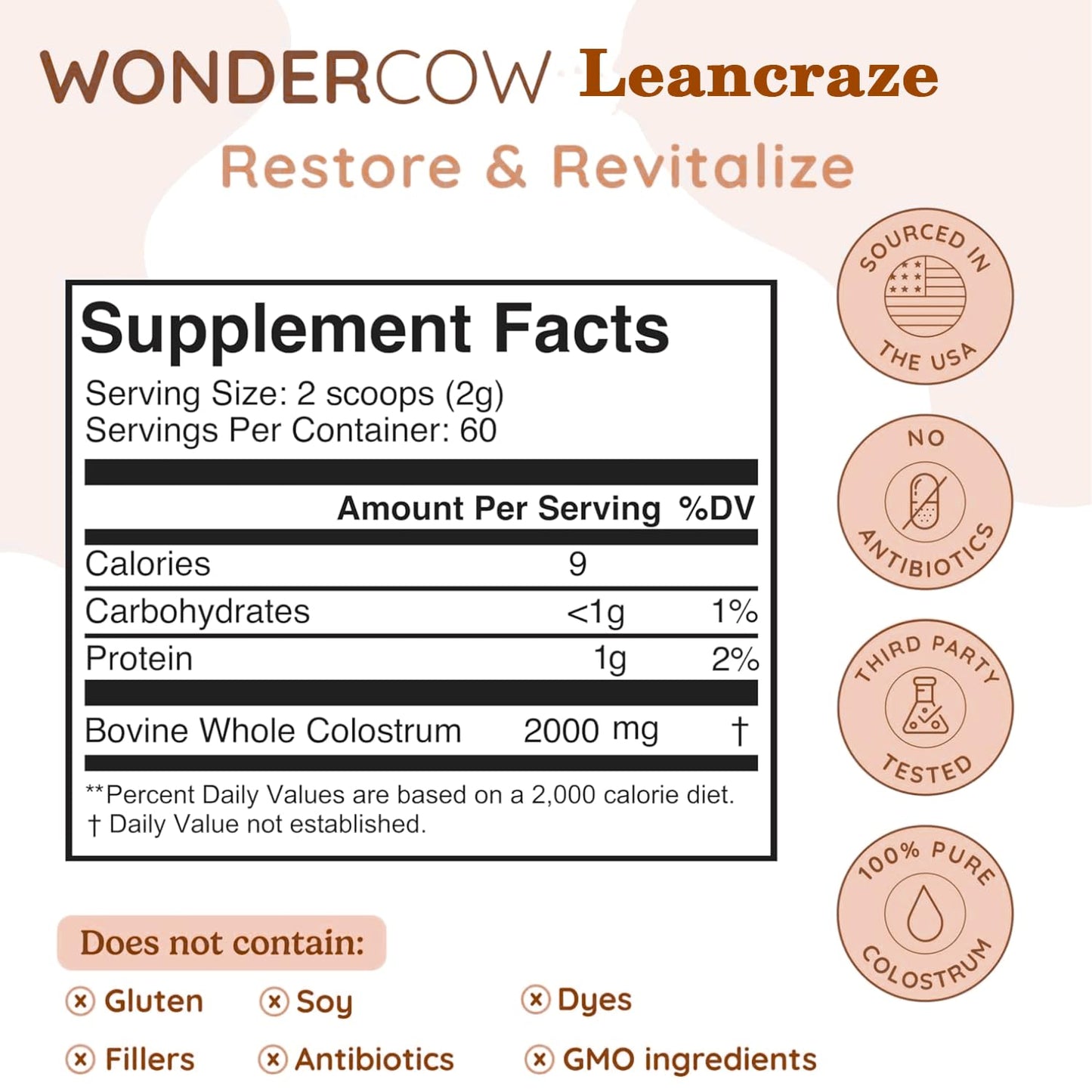 Leancraze Colostrum Powder 4.58 Ounce