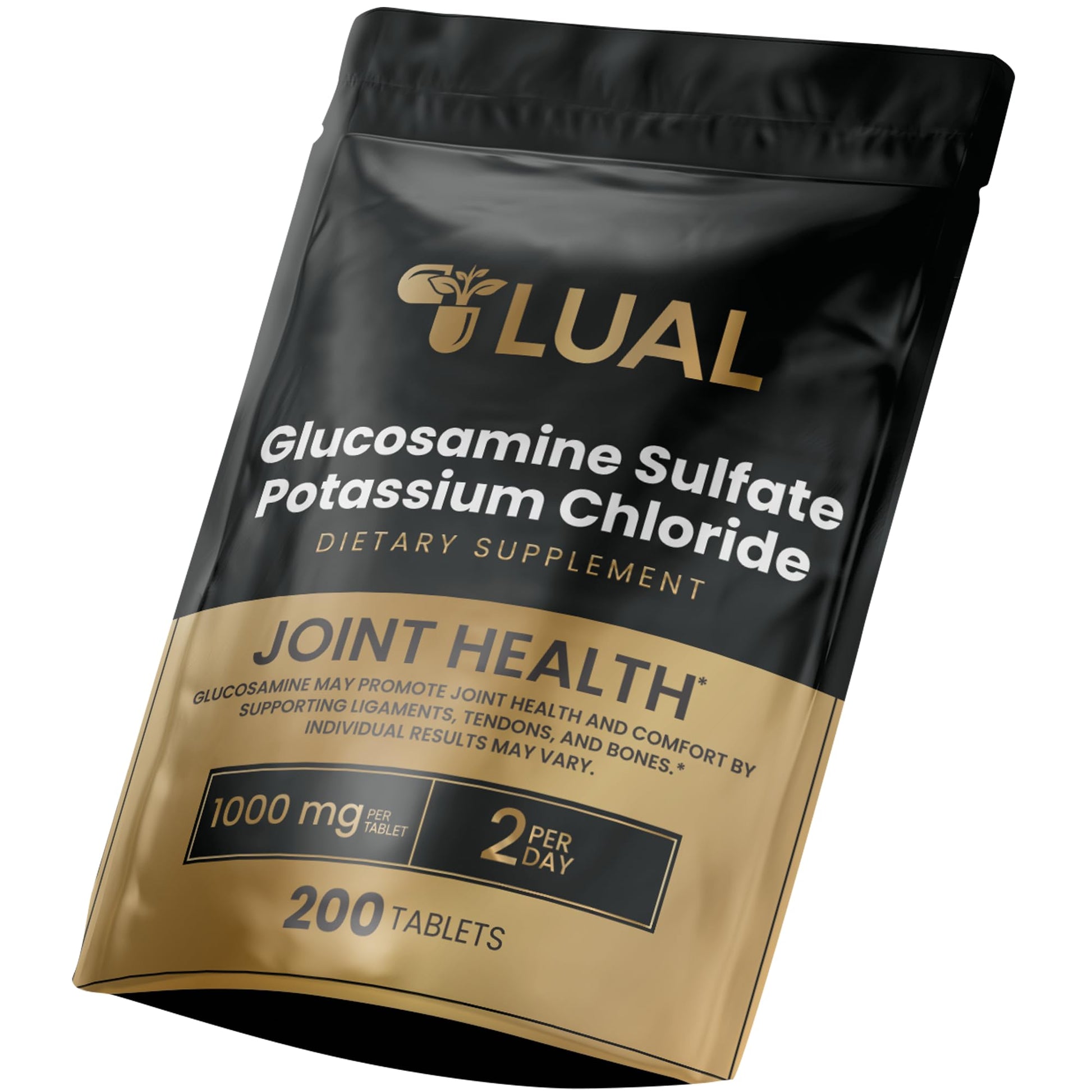LUAL Glucosamine Sulfate Potassium Chloride Tablets 1000 mg, 200 Count