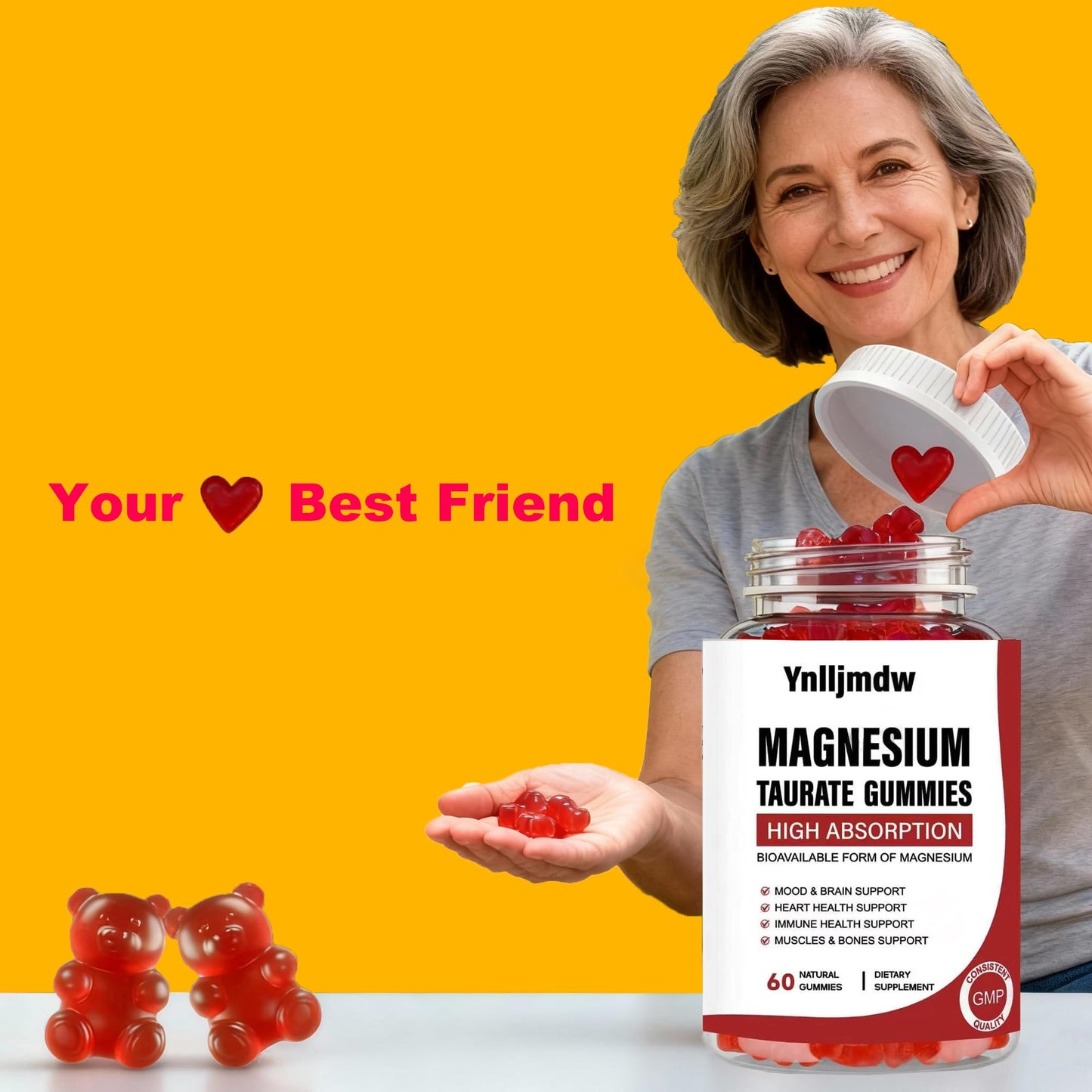 Ynlljmdw Magnesium Taurate Gummies, 60 Count
