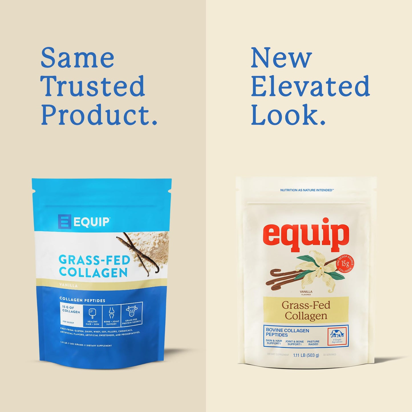 Equip Grass-Fed Hydrolyzed Collagen Powder - Vanilla, 30 Scoops
