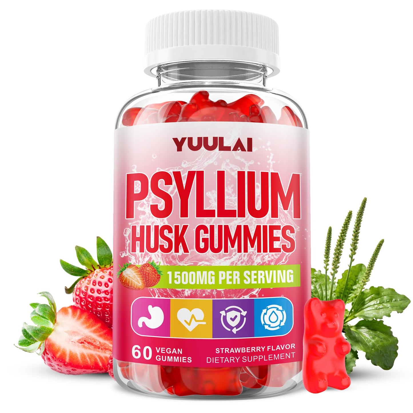 YUULAI Psyllium Husk Gummies 60 Count