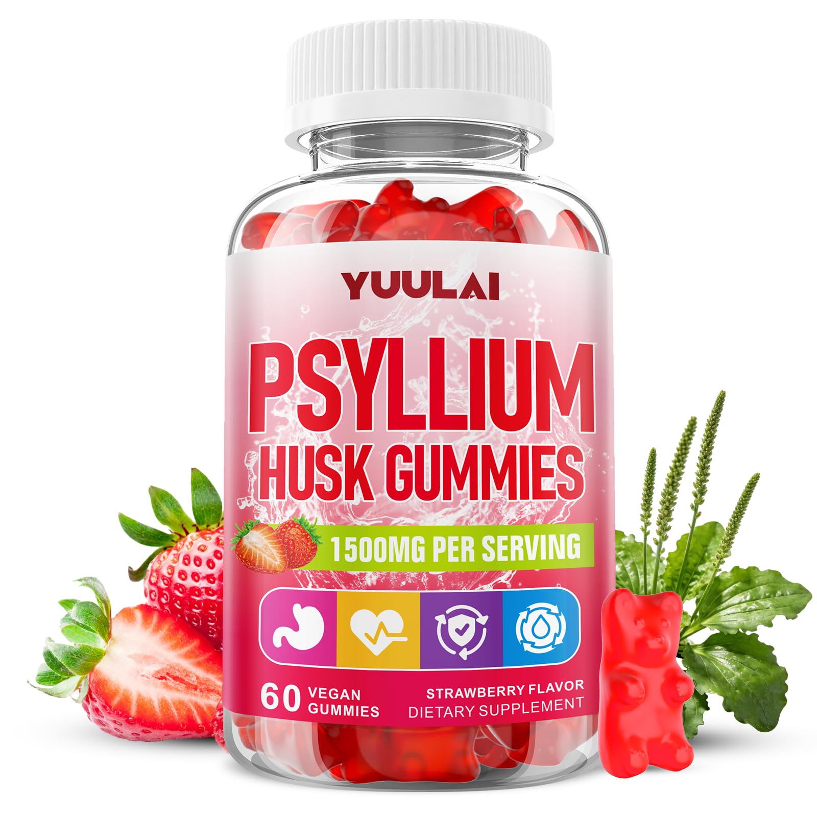 YUULAI Psyllium Husk Gummies 60 Count