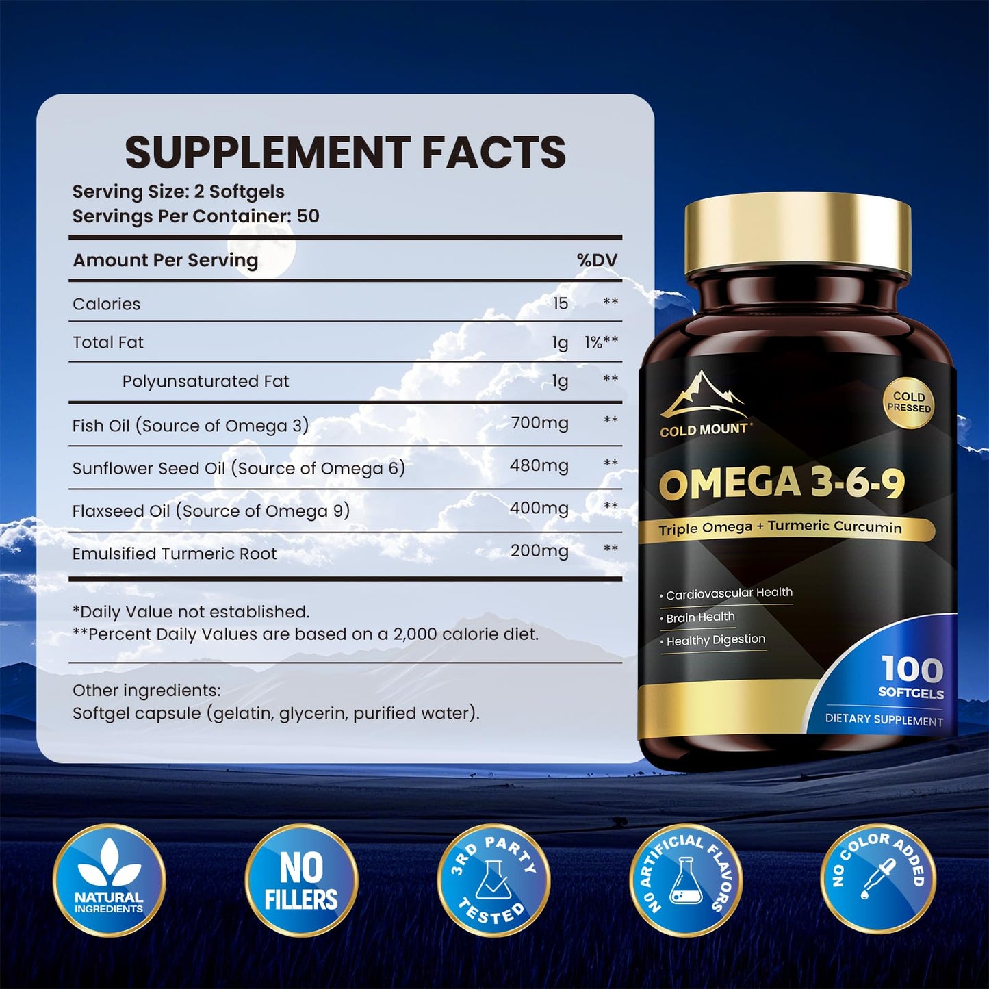 MEGNETA Omega 3 6 9 Supplement Softgels 200