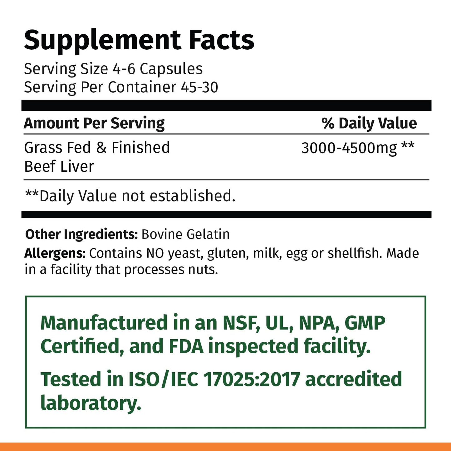 Ultra Human Big Farmer Grass-Fed & Finished Beef Liver Capsules, 180 Count
