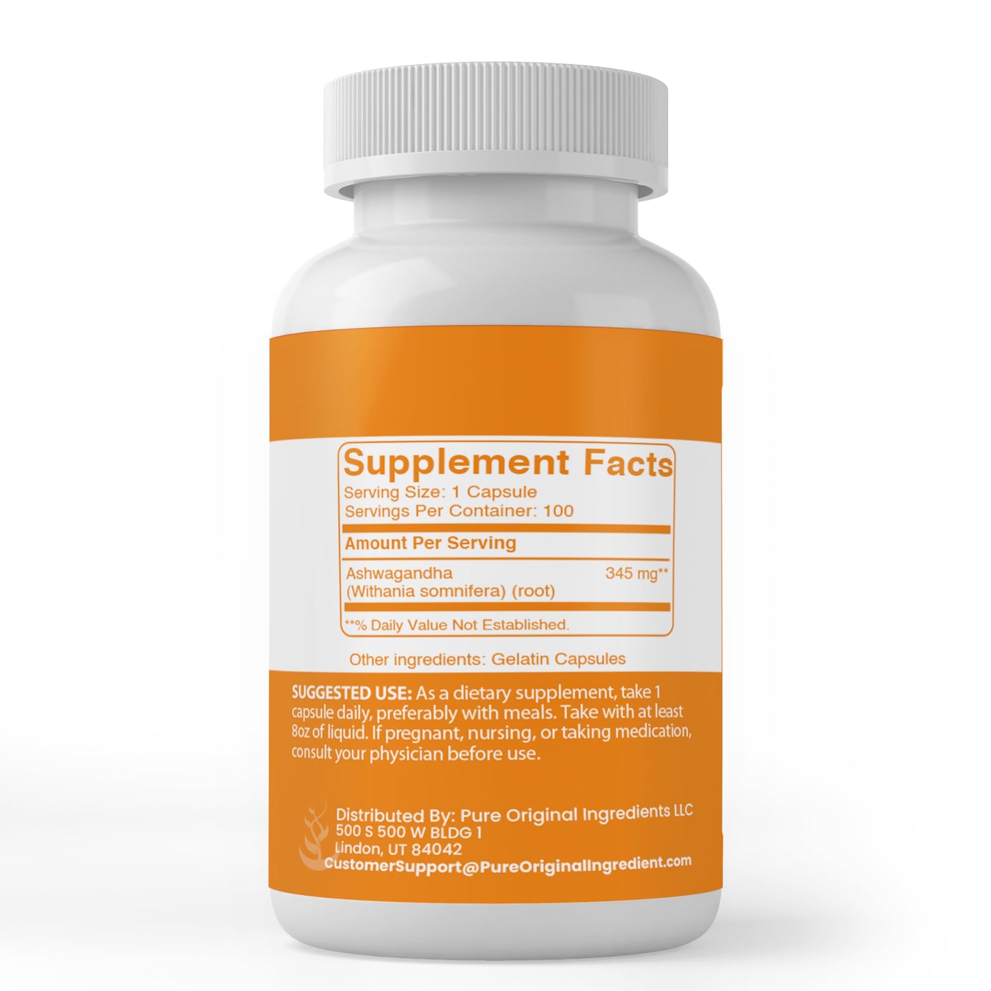 PURE ORIGINAL INGREDIENTS Ashwagandha Capsules 100 Count