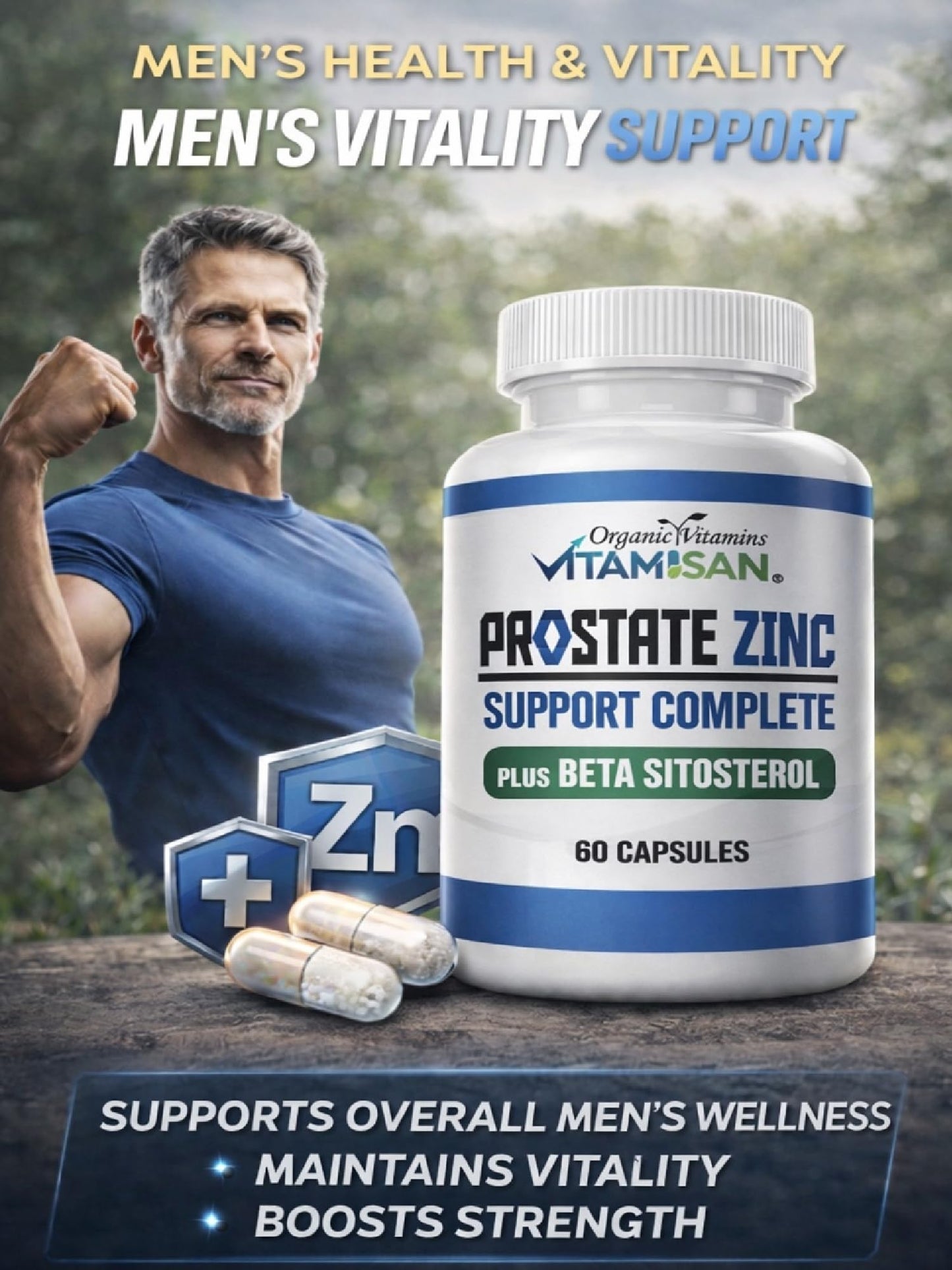 VITAMISAN Prosta Zinc Support Capsules for Men, 120 Count