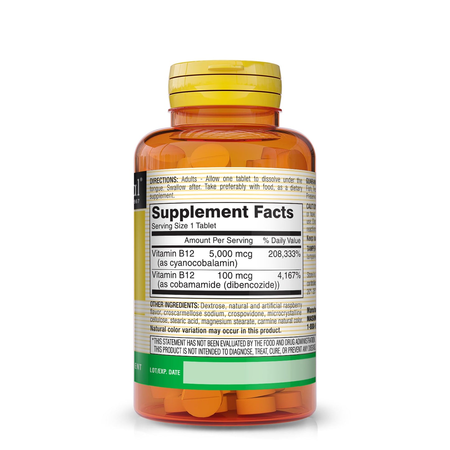 MASON NATURAL Vitamin B12 5,000 mcg (Cyanocobalamin) Sublingual Tablet, 30 Tablets