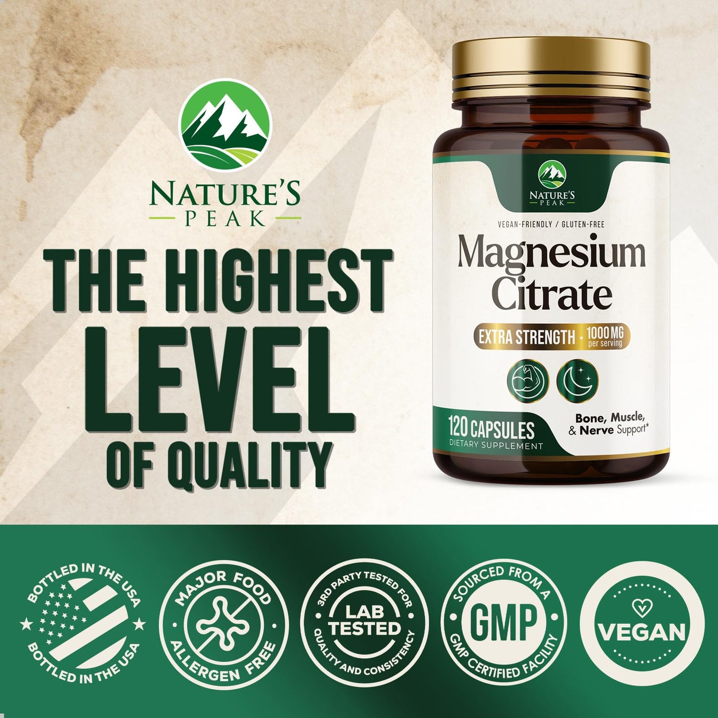 Nature's Peak Magnesium Citrate 120 Capsules