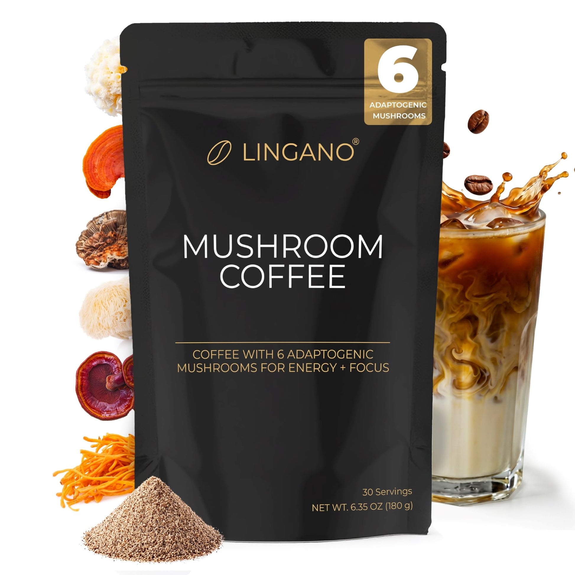 Lingano Mushroom Coffee Powder, 6.35