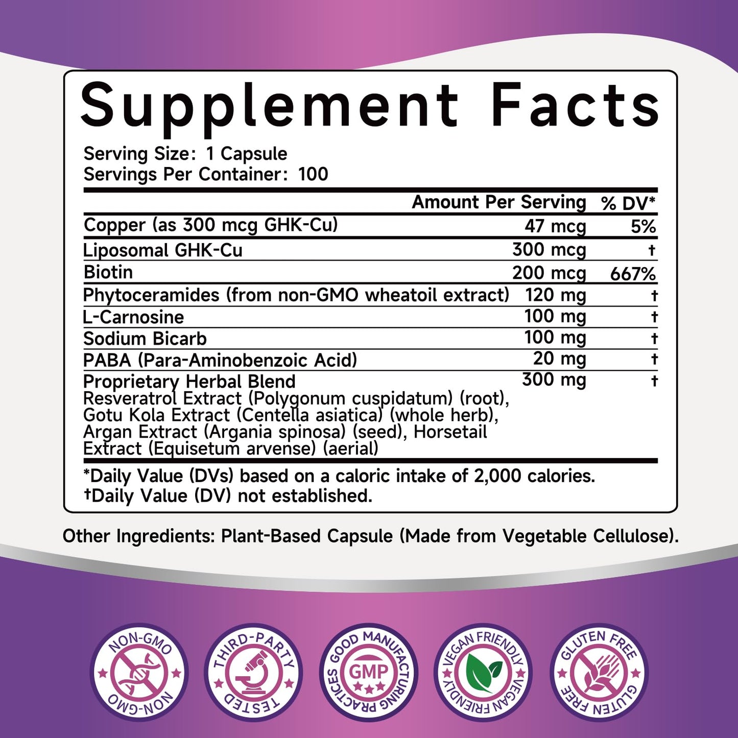 Ewecxine GHK-Cu Copper Peptide Supplement, 100 Vegan Capsules