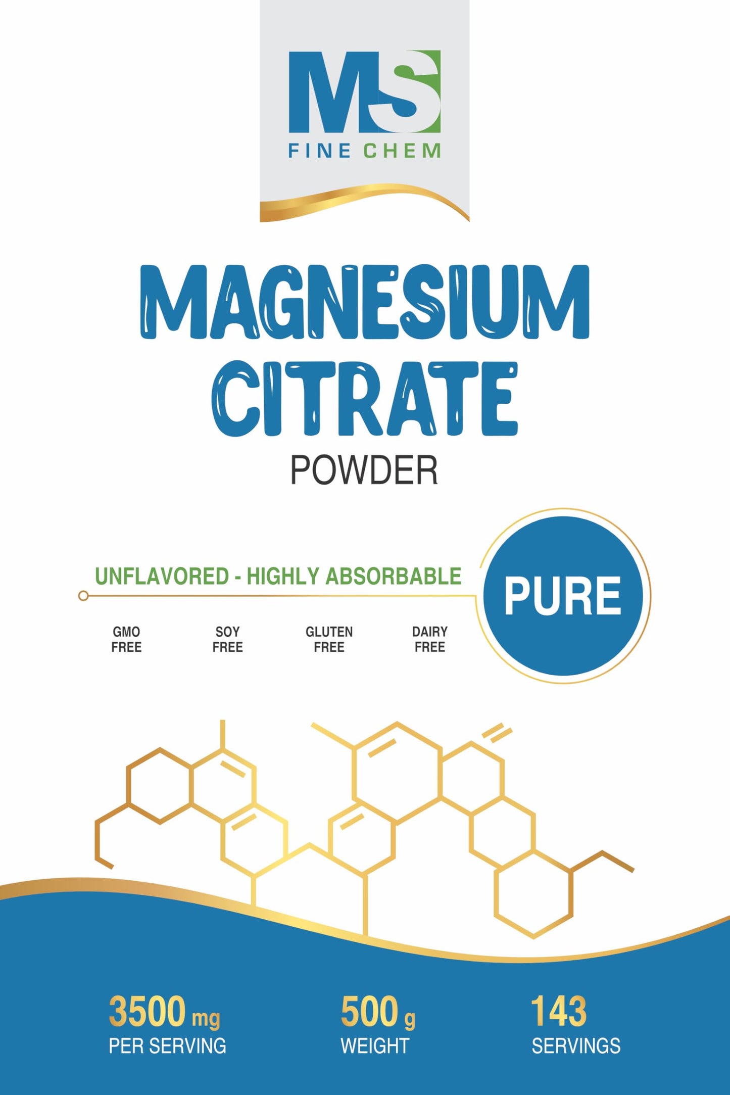 MS Finechem Magnesium Citrate Powder 17.6 oz