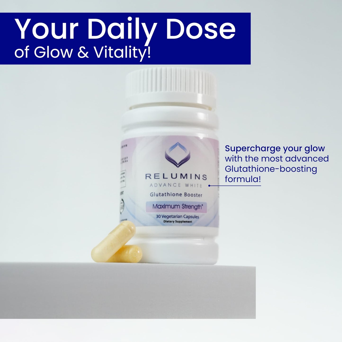 Relumins Advanced Power Set – Derm 1650mg Glutathione Complex & Vitamin C – 180 Capsules
