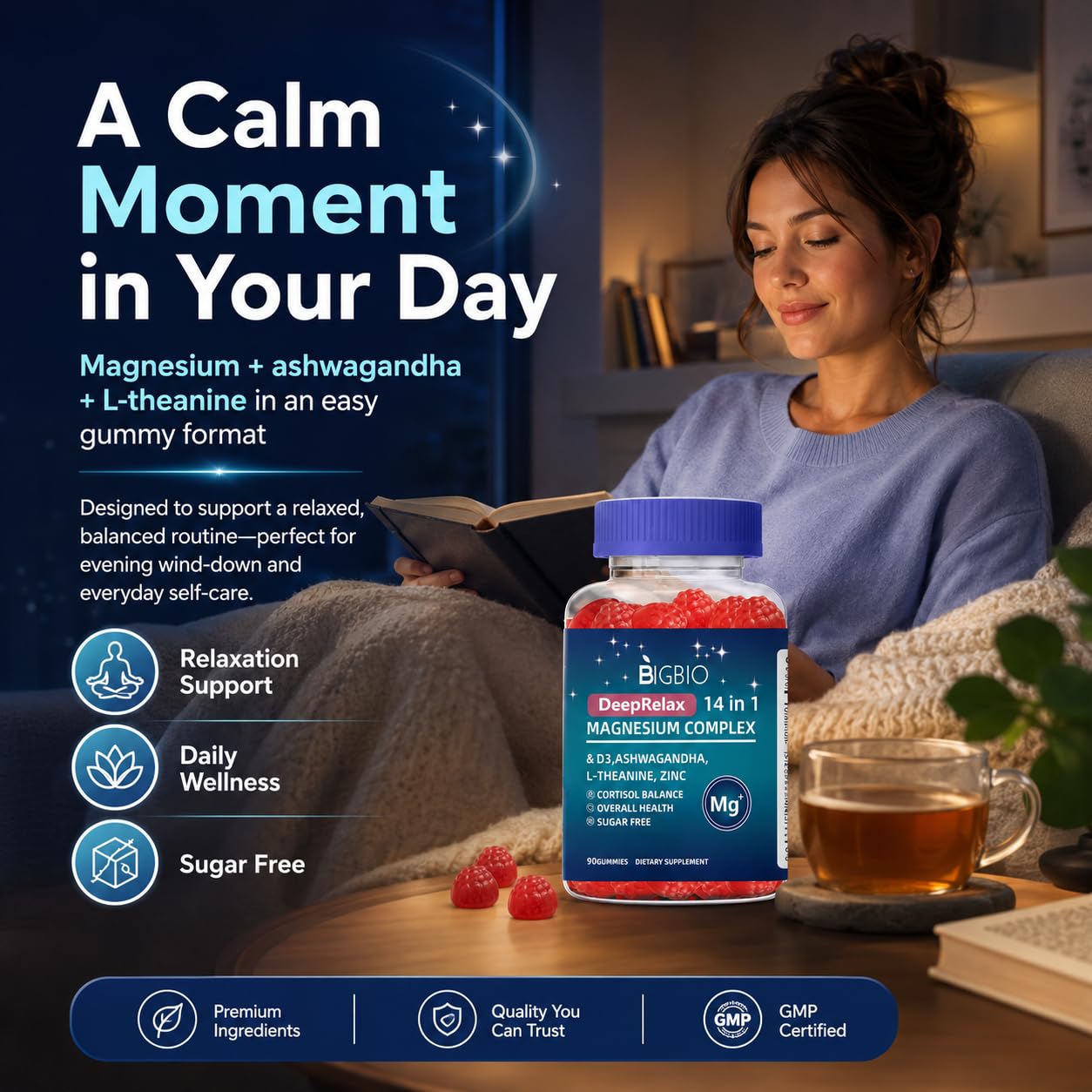 BIGBIO Magnesium Complex 14-in-1 Gummies 90 Count