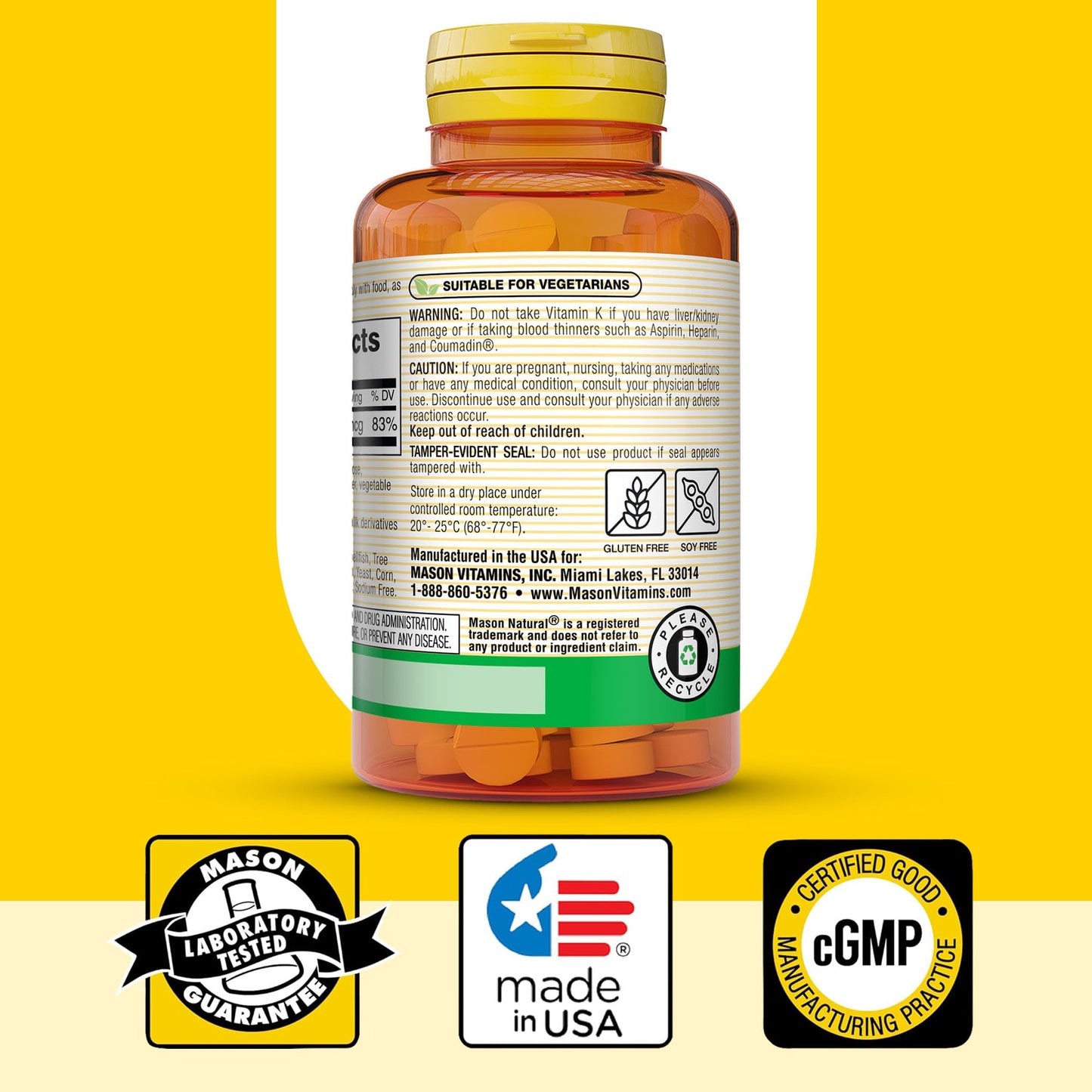 Mason Natural Vitamin K 100mcg, 100 Tablets