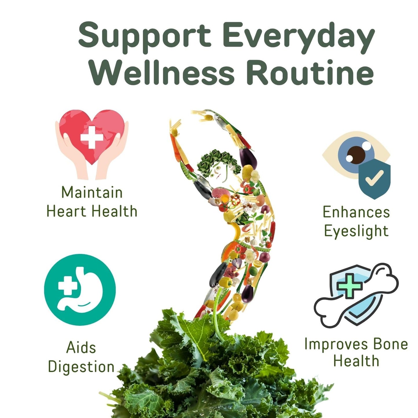 山本漢方製薬株式会社 Kale Juice Mix Probiotic Strain & Prebiotic Fiber for Digestive Balance Powder 4.23 oz