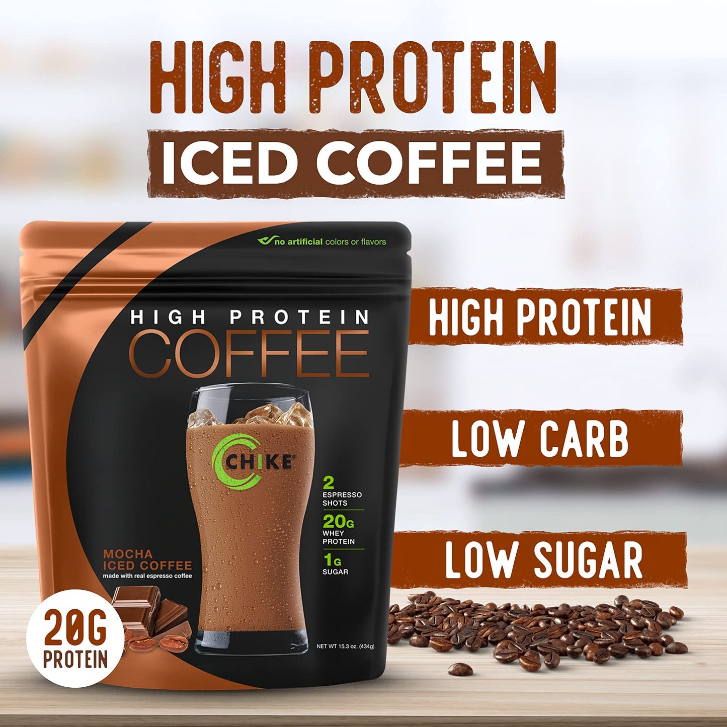 CHIKE High Protein Iced Coffee Powder 13.92 Ounce