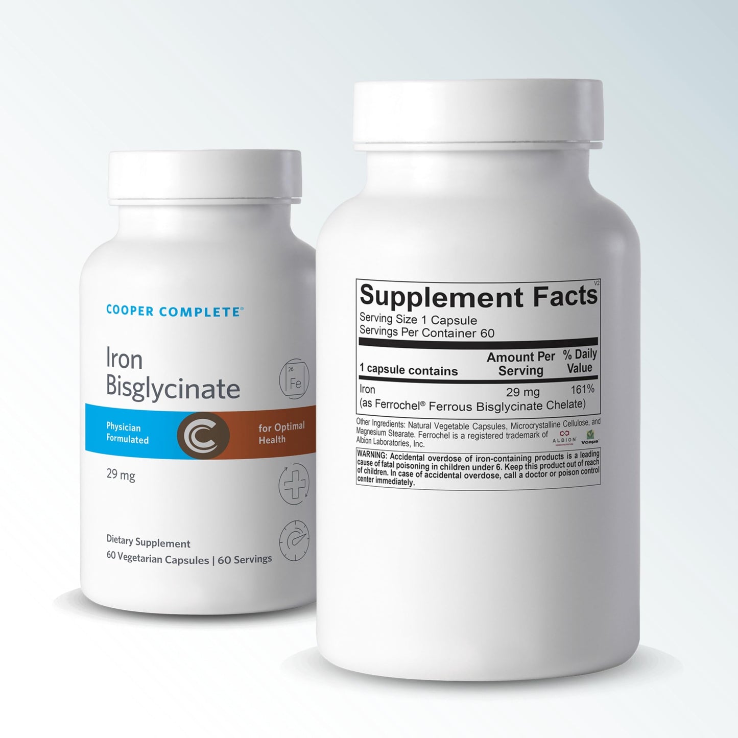 Cooper Complete Gentle Iron Bisglycinate 29 mg Ferrochel® Capsules, 60 Count