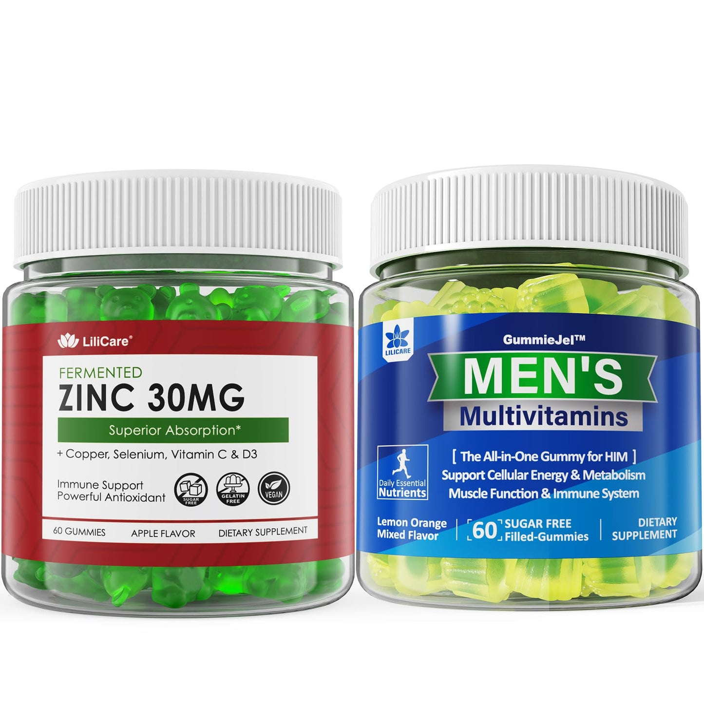 LILICARE Sugar Free Zinc Gummies and Mens Multivitamins Gummies, 180 Gummies