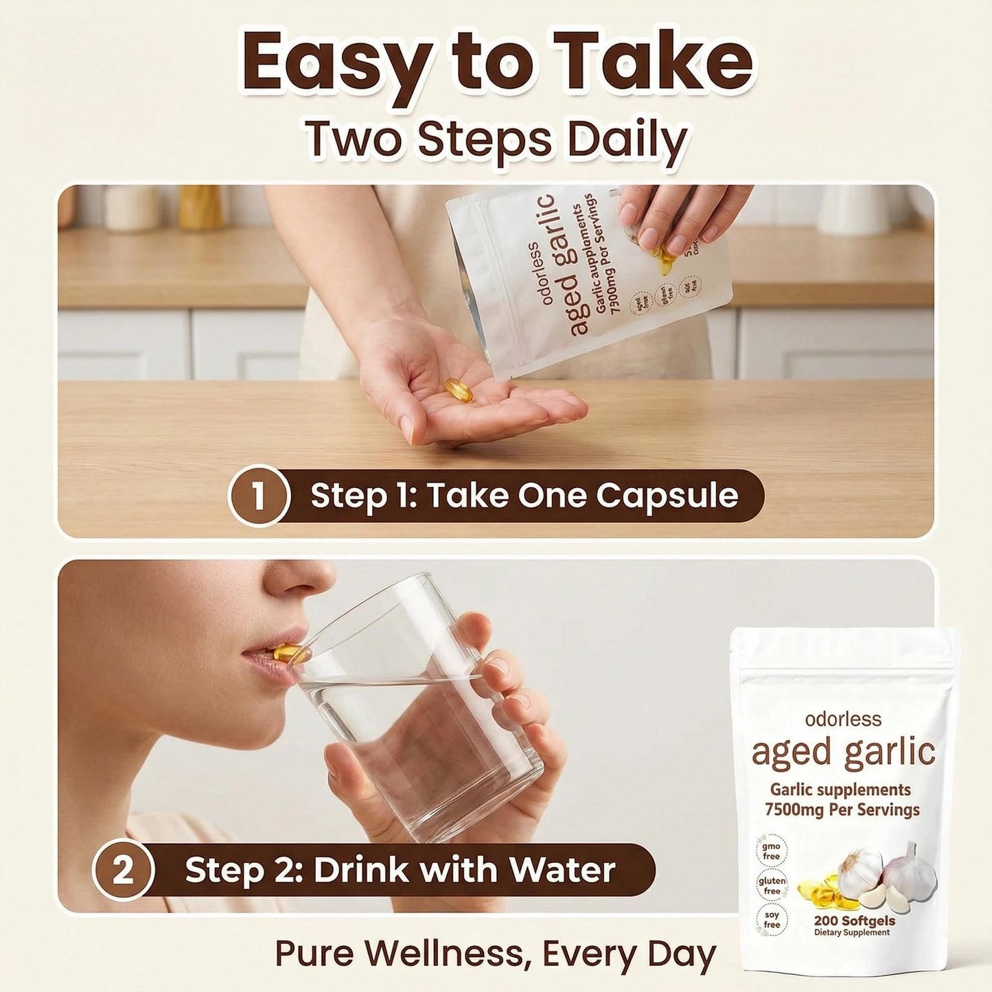 PKPPKP Nuvapure Aged Garlic Extract Odorless Softgels, 200 Softgels