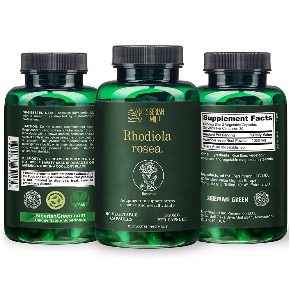Siberian Wild Rhodiola Rosea 1050mg Capsules 90 Count