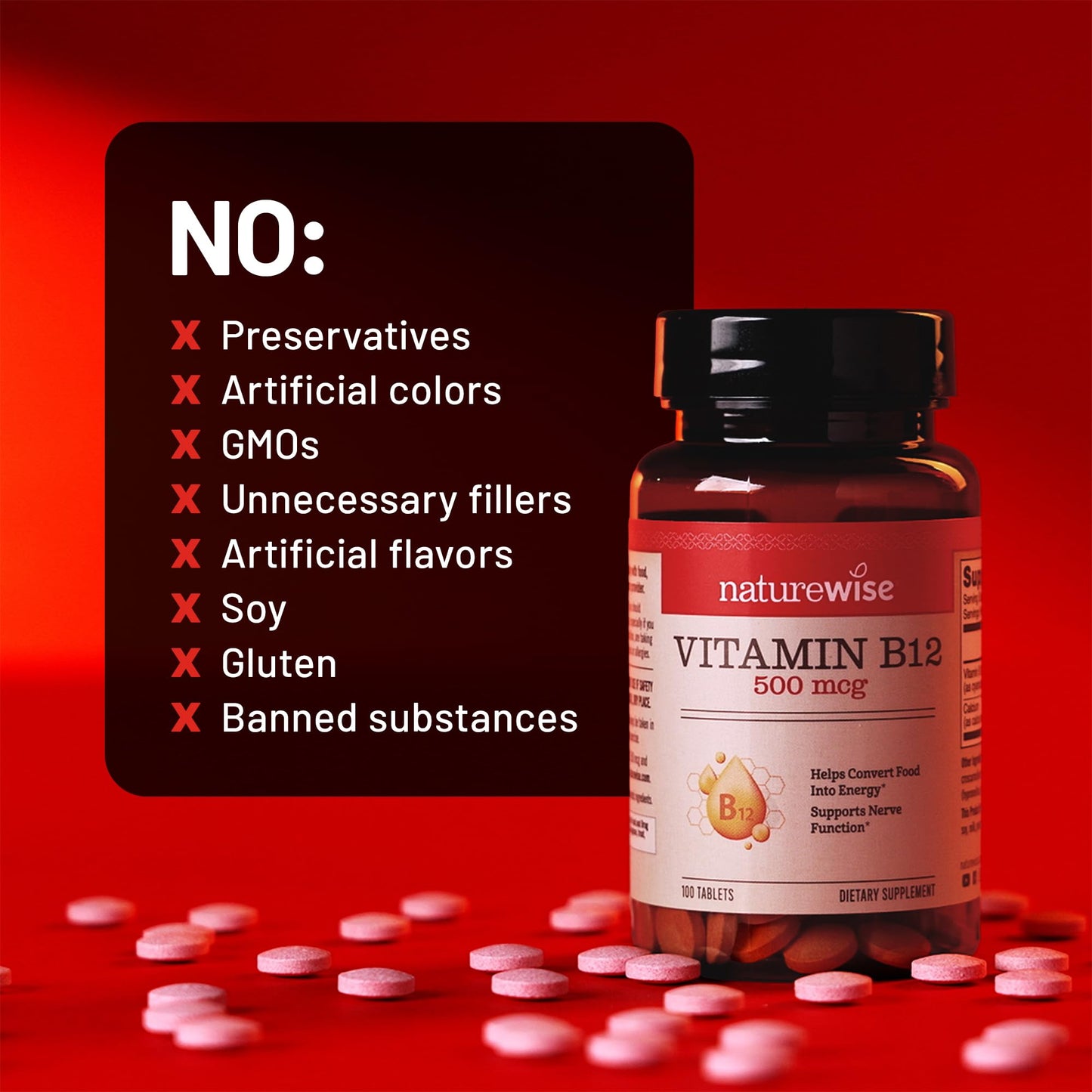 NatureWise Vitamin B12 500 mcg Tablet, 60 Count