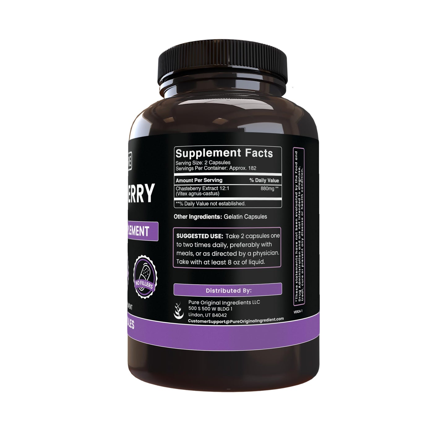 PURE ORIGINAL INGREDIENTS Vitex Berry (Chasteberry) Capsules, 365 Count