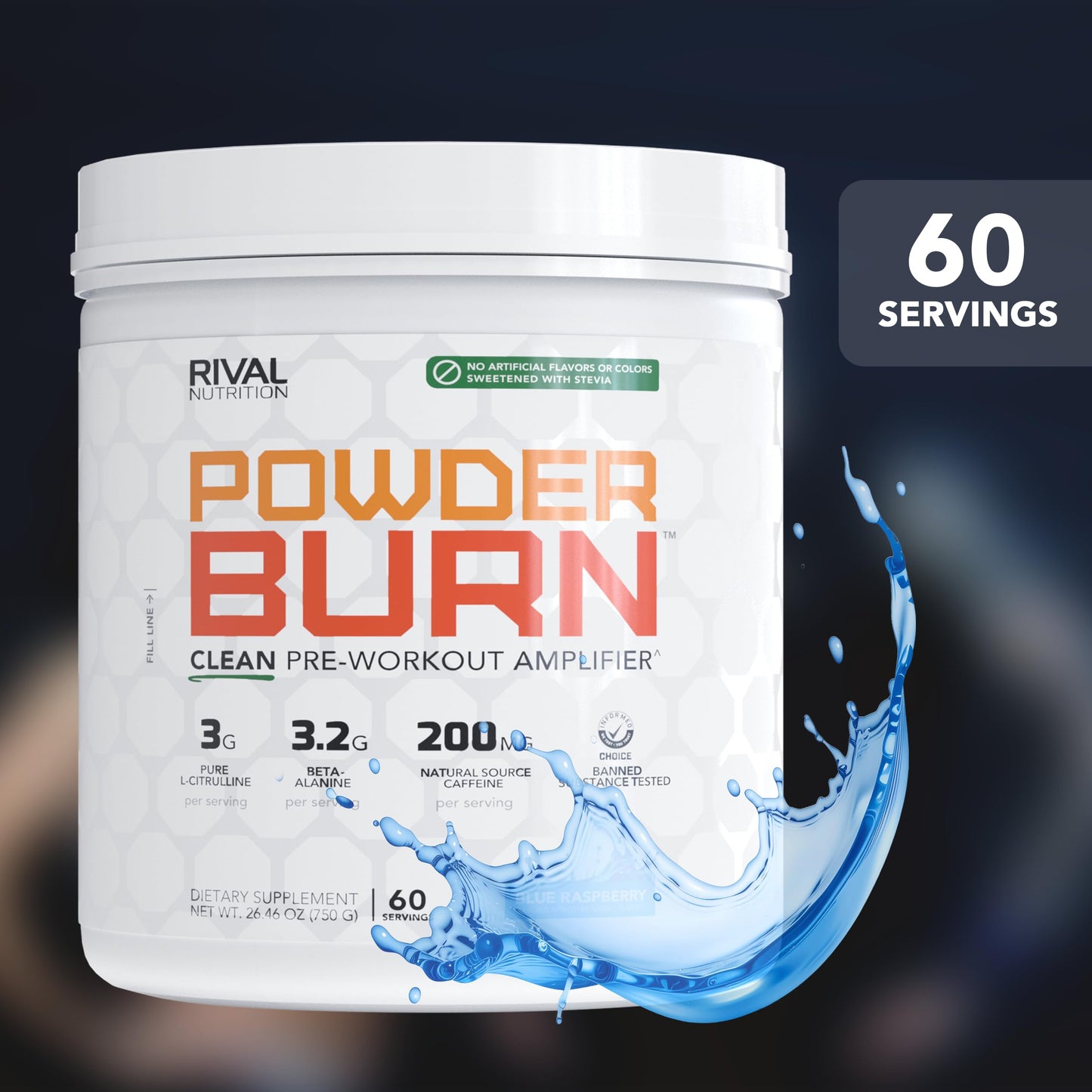 RIVAL NUTRITION Burn Pre-Workout Energy Powder, 60 Servings