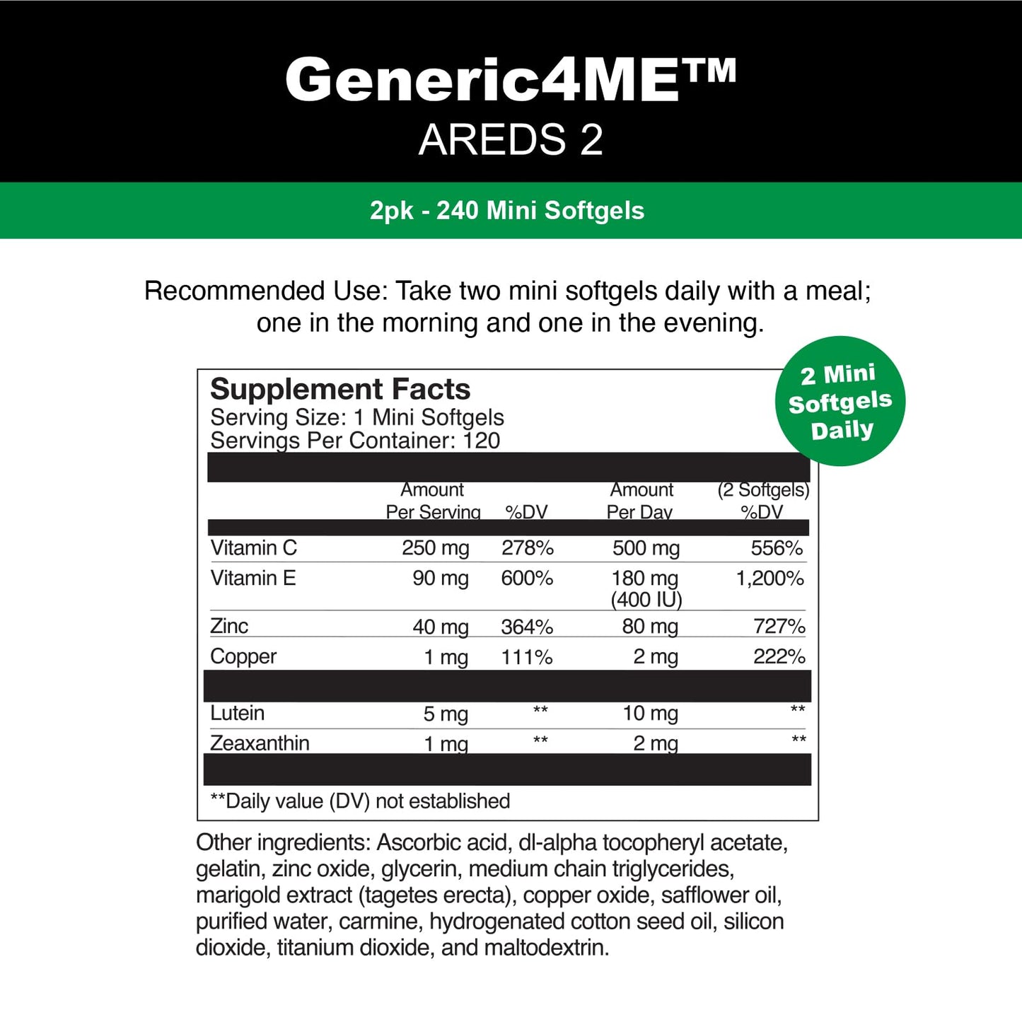 Generic4ME AREDS 2 SoftGels 240 Count