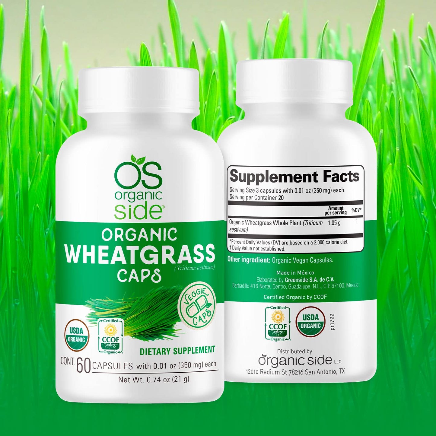 OS Organic Side Organic Wheatgrass Capsules, 60 Count