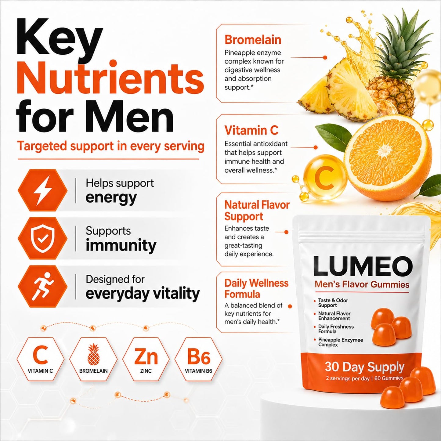 KWEZTY Lumeo Men's Flavor Gummies, 60 Gummies