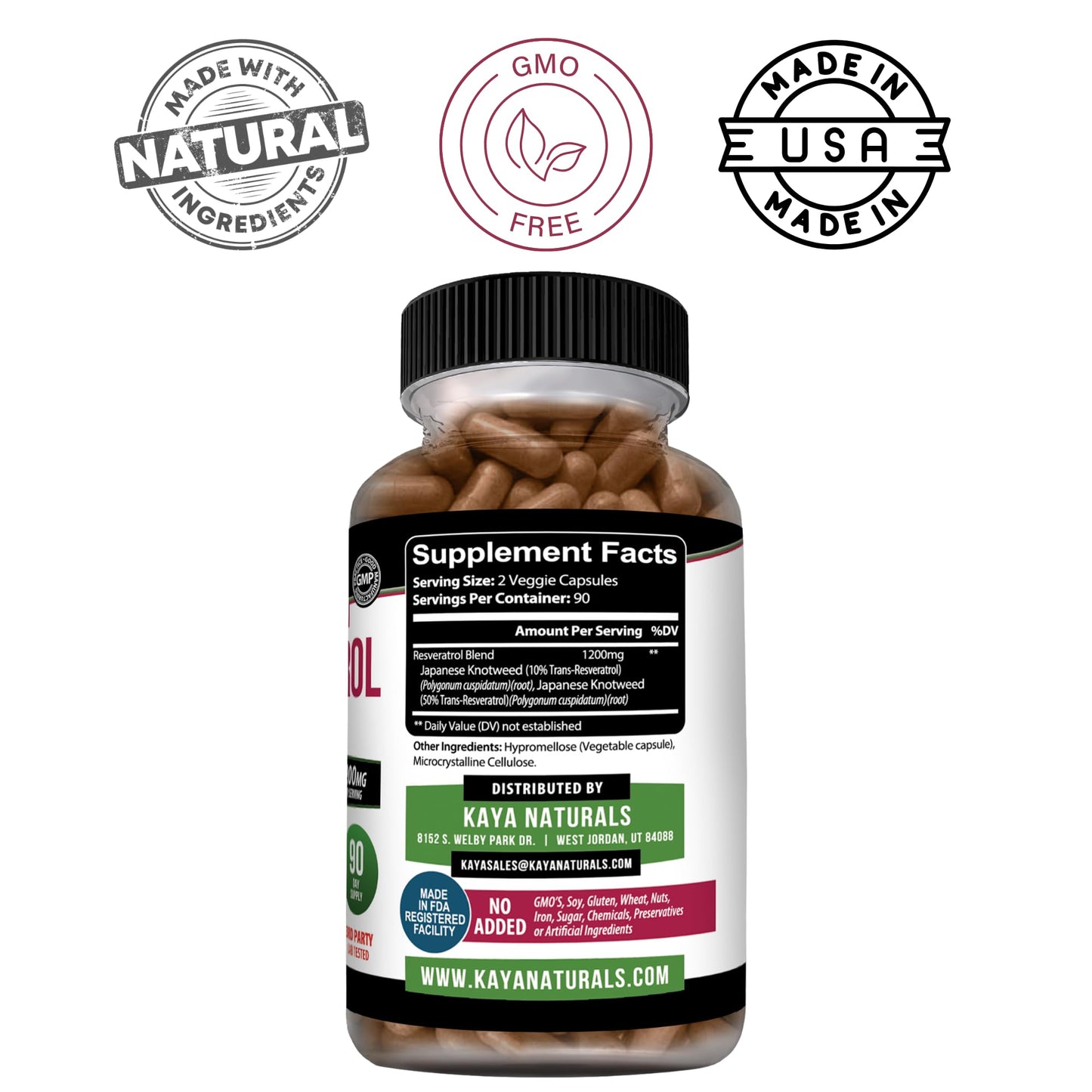 Kaya Naturals Resveratrol Capsule 180 Count