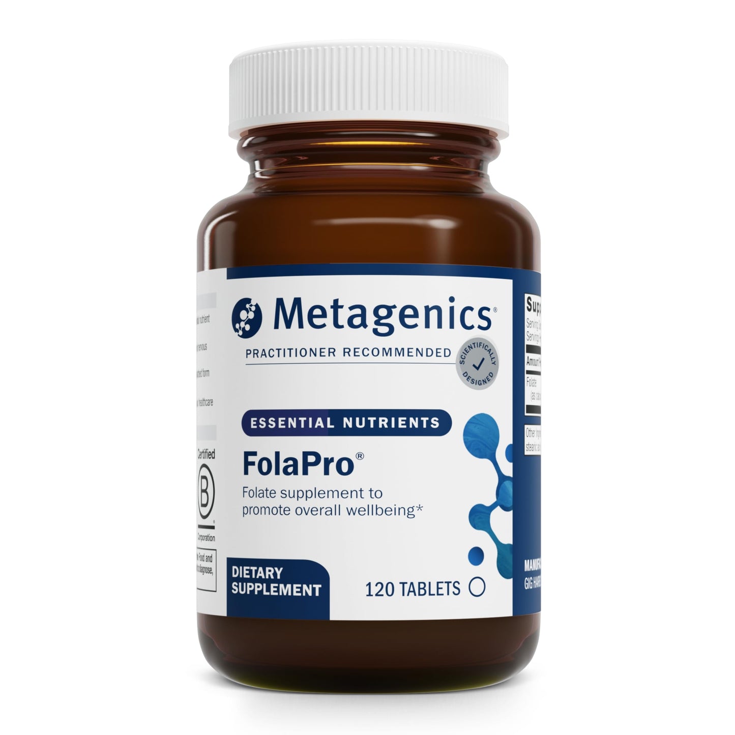 Metagenics FolaPro, L-5-MTHF Folate 1,330 mcg DFE, 120 Tablets