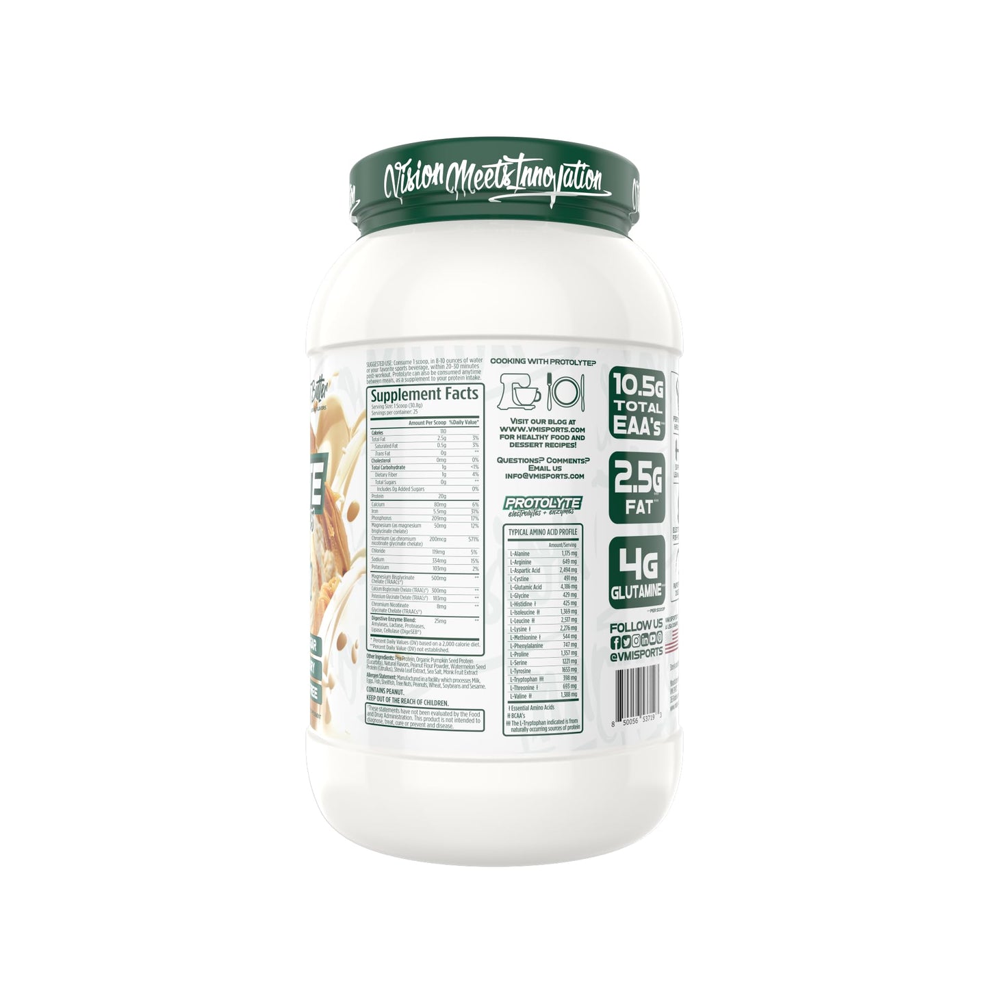 VMI Sports Protolyte Natural Plant Protein with Electrolytes and Enzymes Powder 25.6 oz