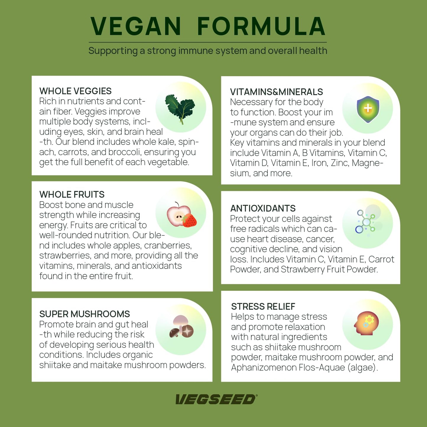 vegsseed Immunity Greens Superfoods Powder 3.53 Ounce