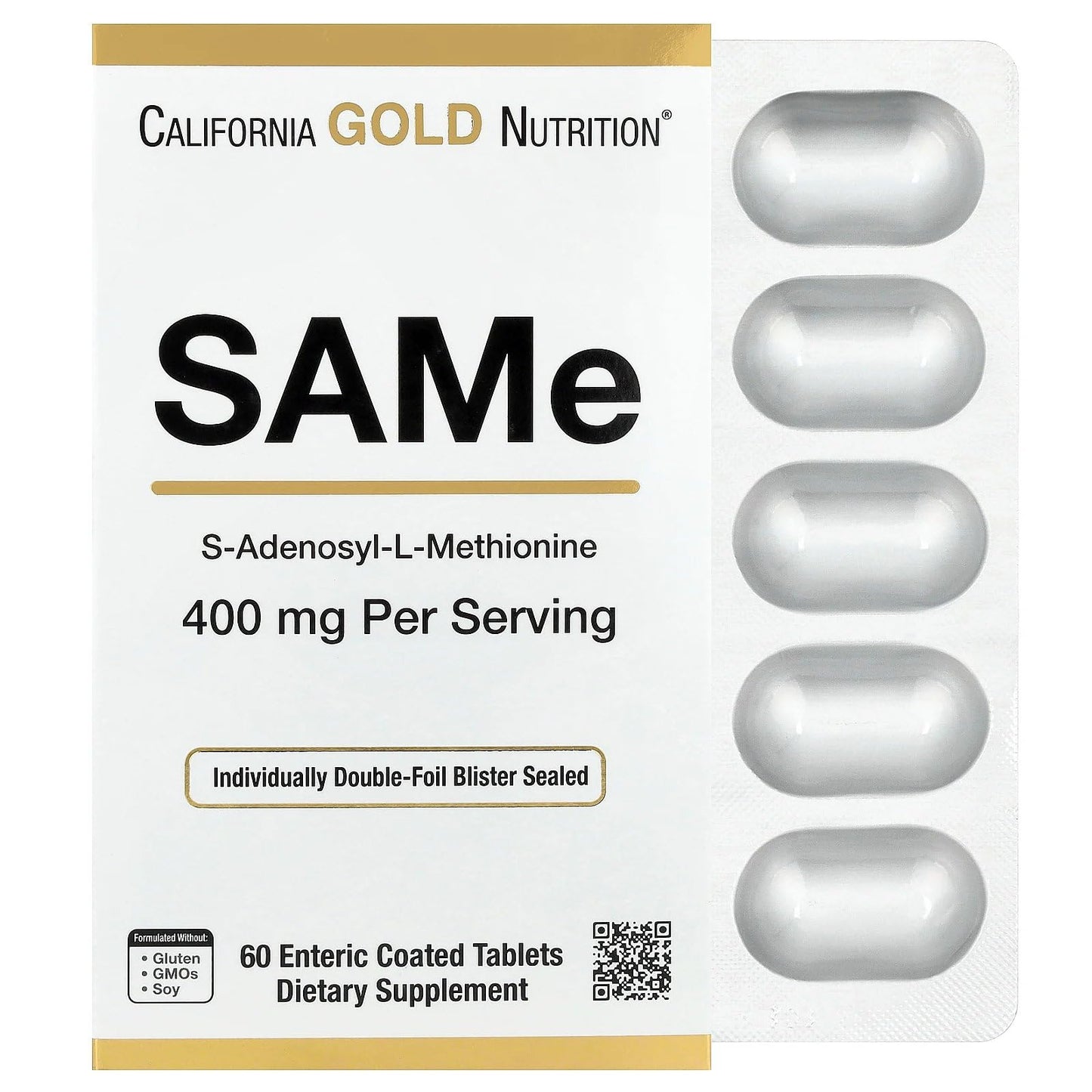 Lake Avenue California Gold Nutrition Same, Disulfate Tosylate, 400 mg Enteric Coated Tablets, 60 Tablets