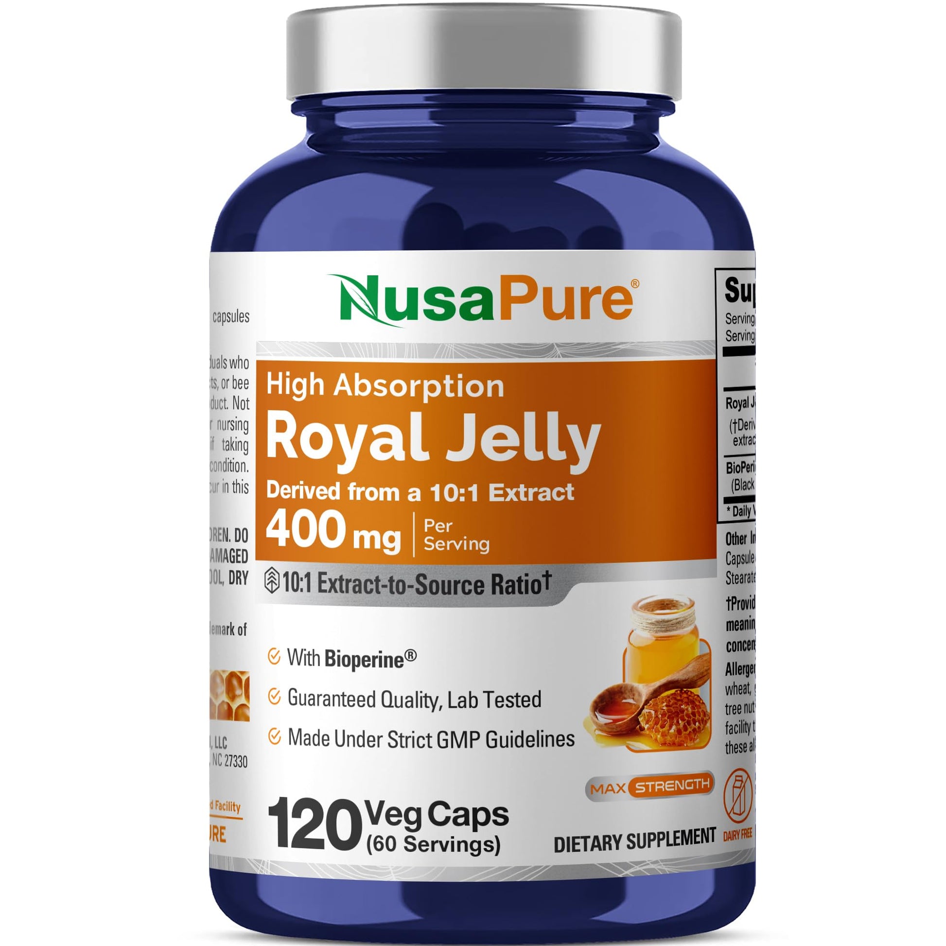 NusaPure Royal Jelly Capsules 400 mg, 120 Count
