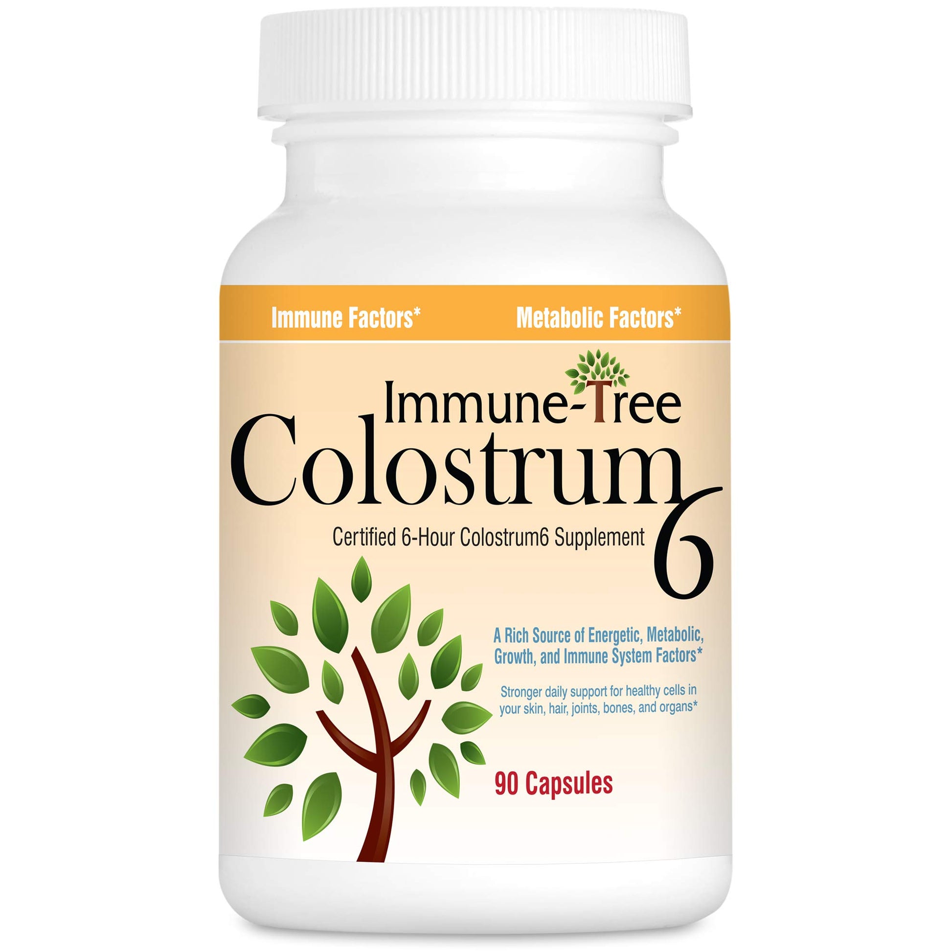 Immune-Tree 100% Pure Bovine Colostrum (Grass-Fed) High IgG for Immune Support & Gut Health, Anti-Aging Colostrum Supplement for Adults & Kids, Capsules, 90 Count