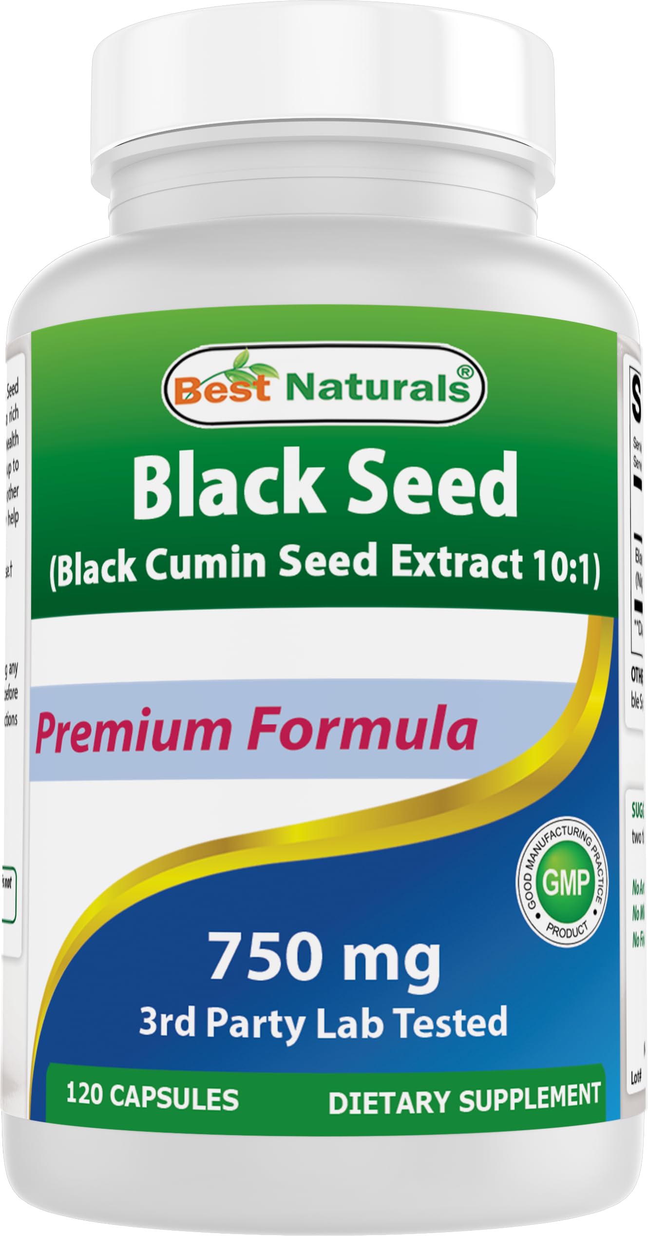 Best Naturals Black Seed (Black Cumin Seed Extract 10:1) 750 mg per Serving, 120 Capsules
