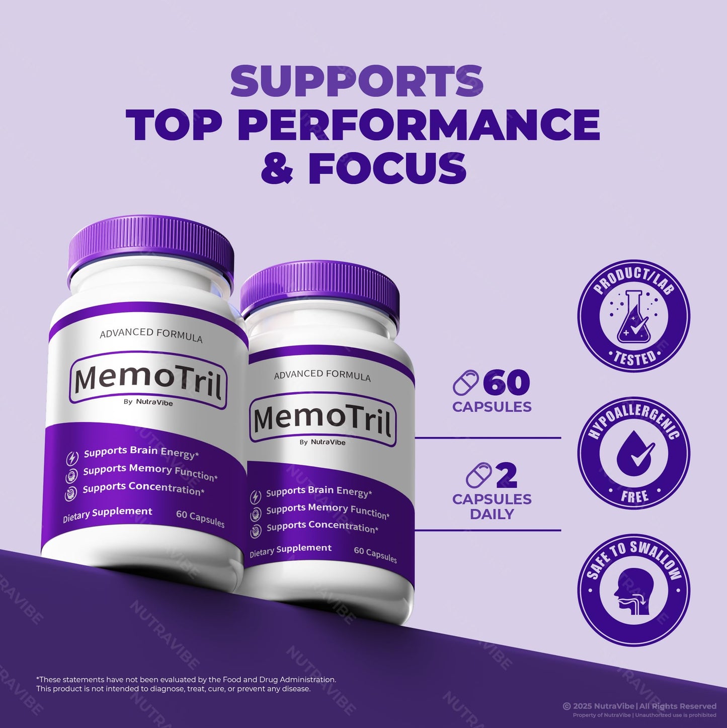 NutraVibe MemoTril Capsules 300 Capsules