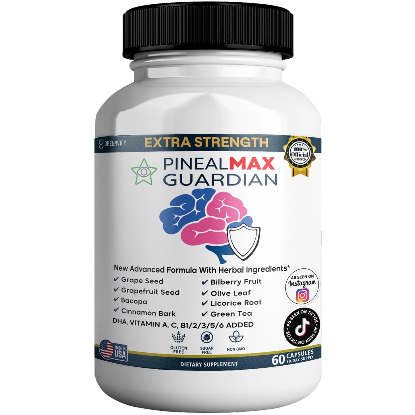 GREENVIFY PinealMax Guardian Extra Strength Dietary Supplement Capsules, 60 Count